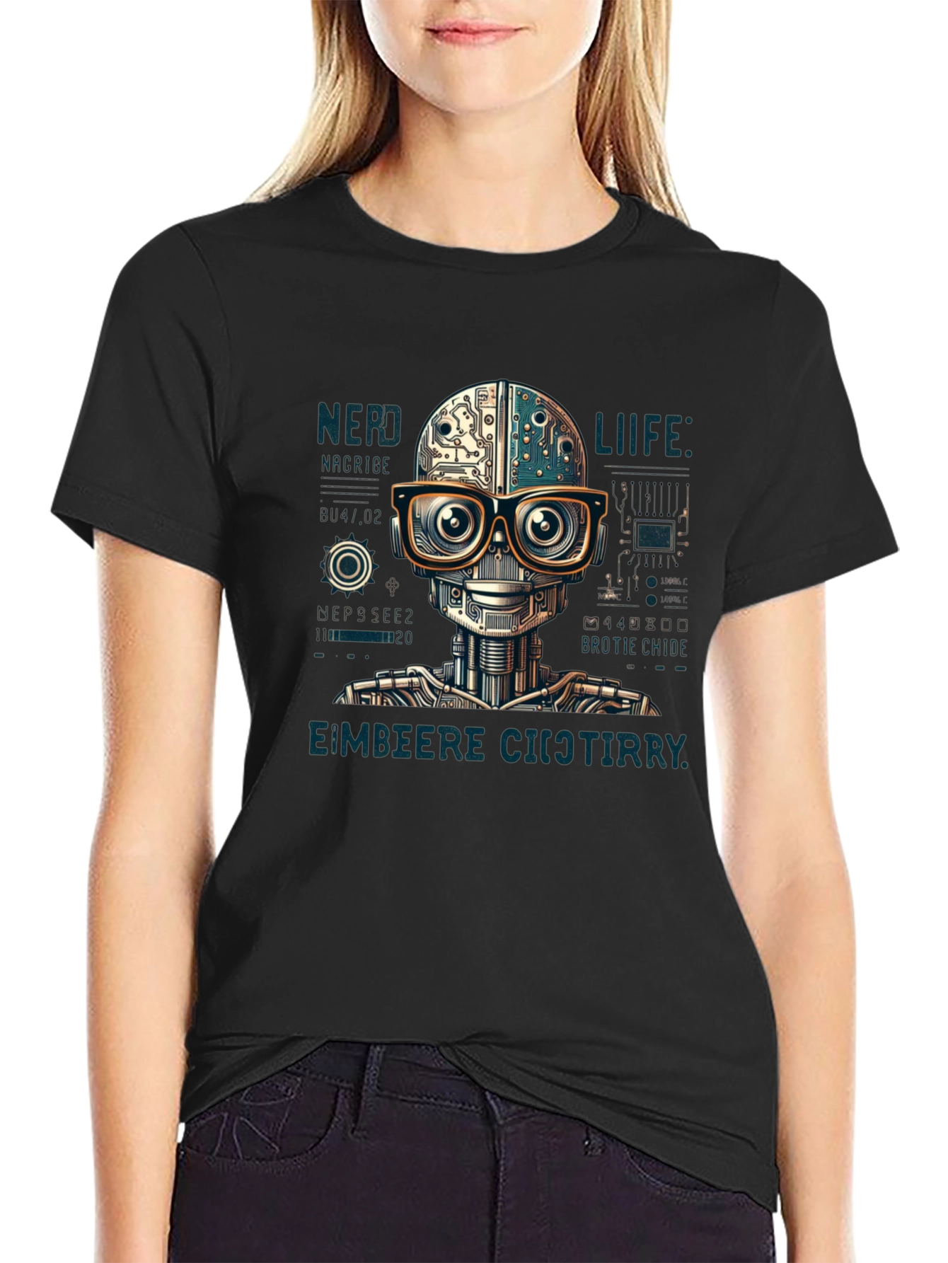 Nerd Life Robot Graphic T-Shirt