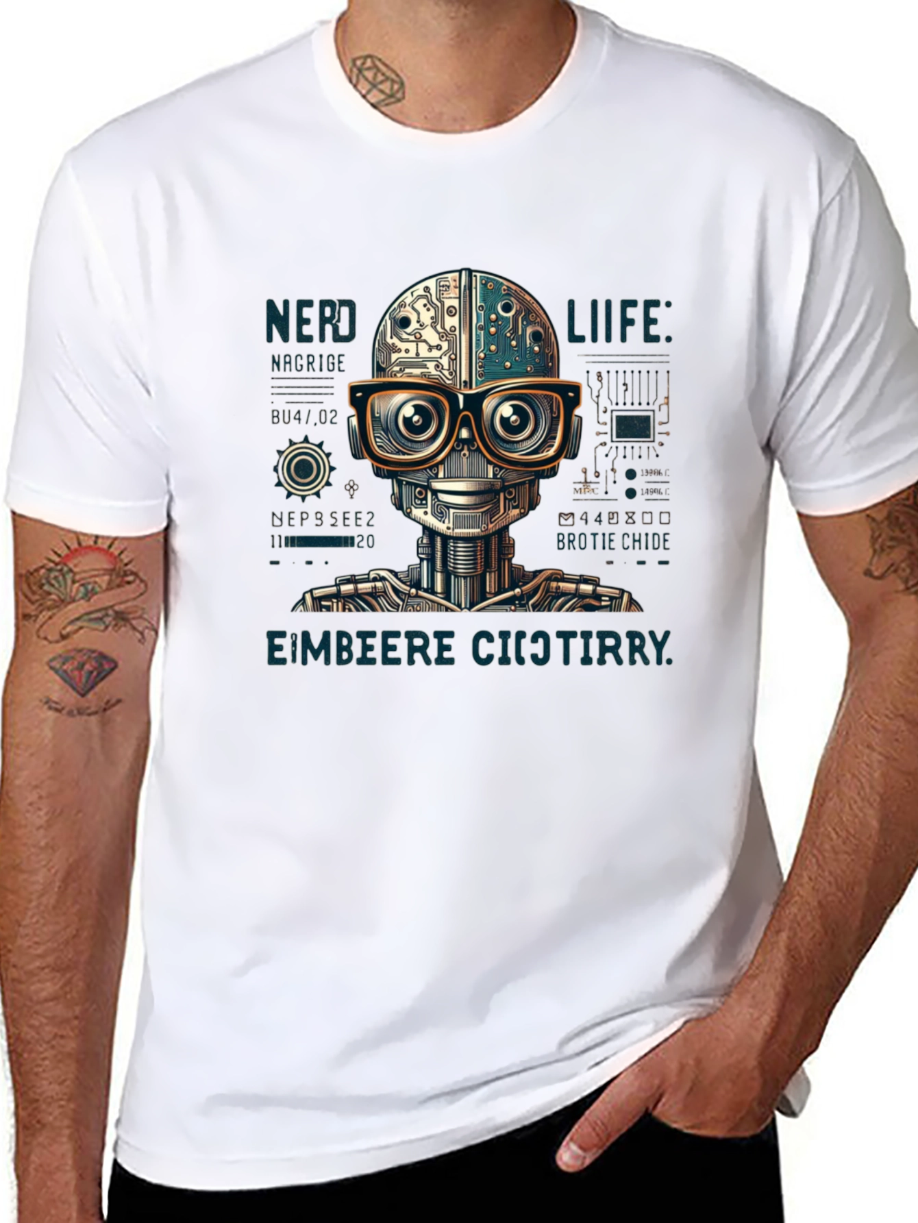 Nerd Life Robot Graphic T-Shirt