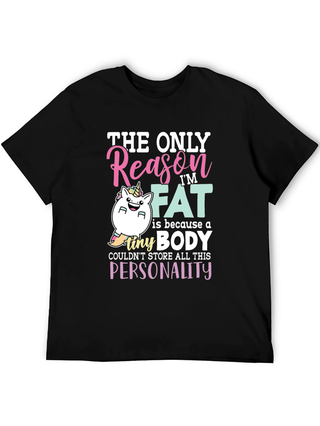 Funny Fat Unicorn Black T-Shirt