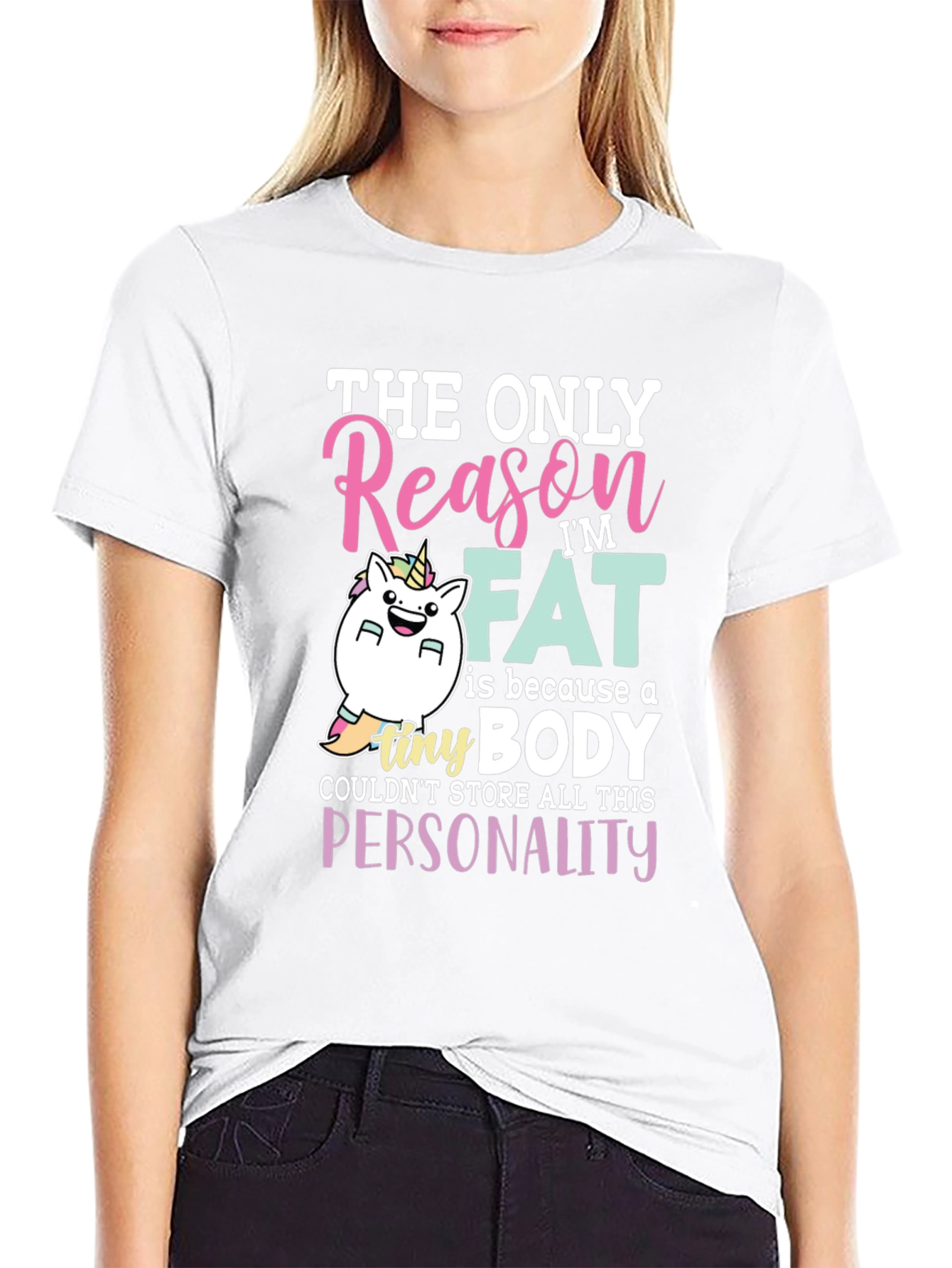 Funny Fat Unicorn Black T-Shirt