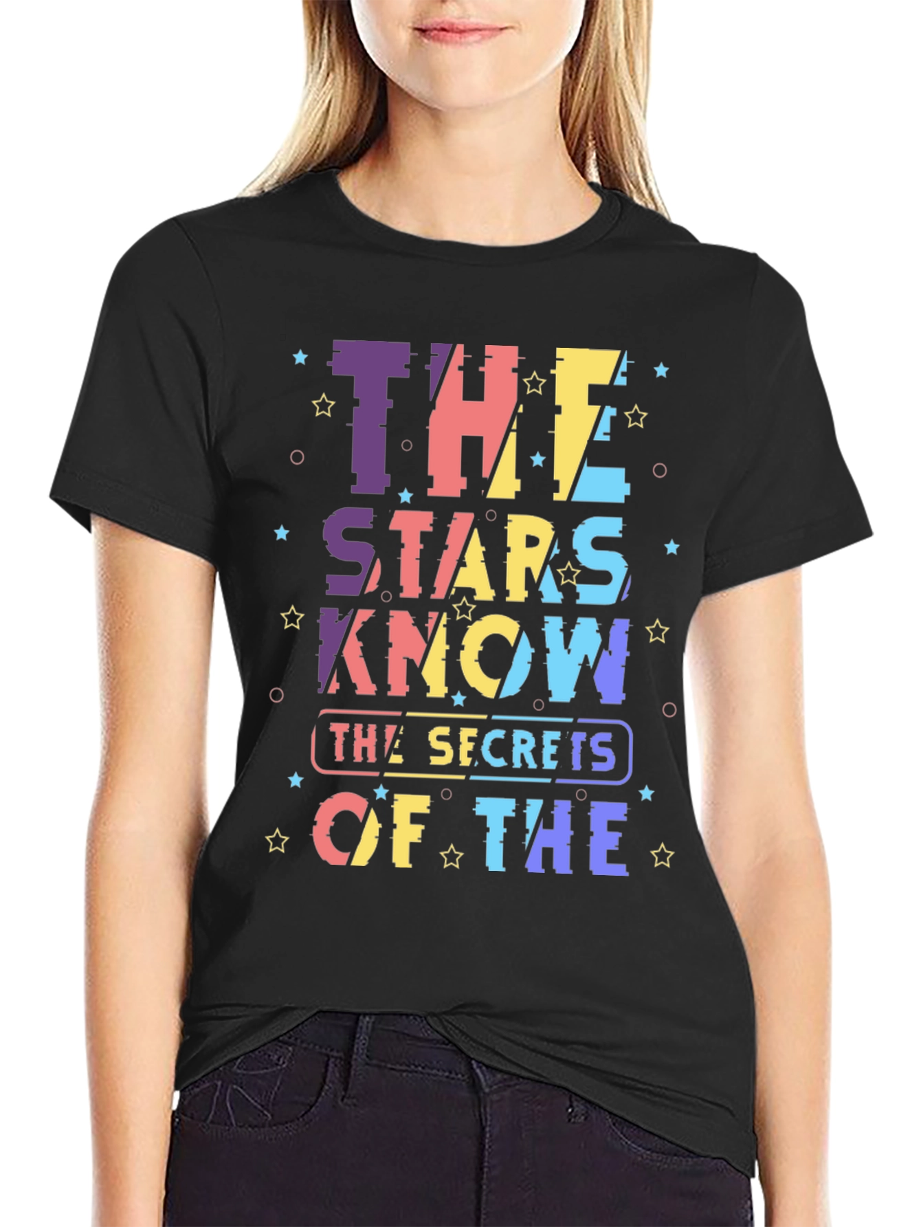 Stars Know Secrets Graphic T-Shirt - Black