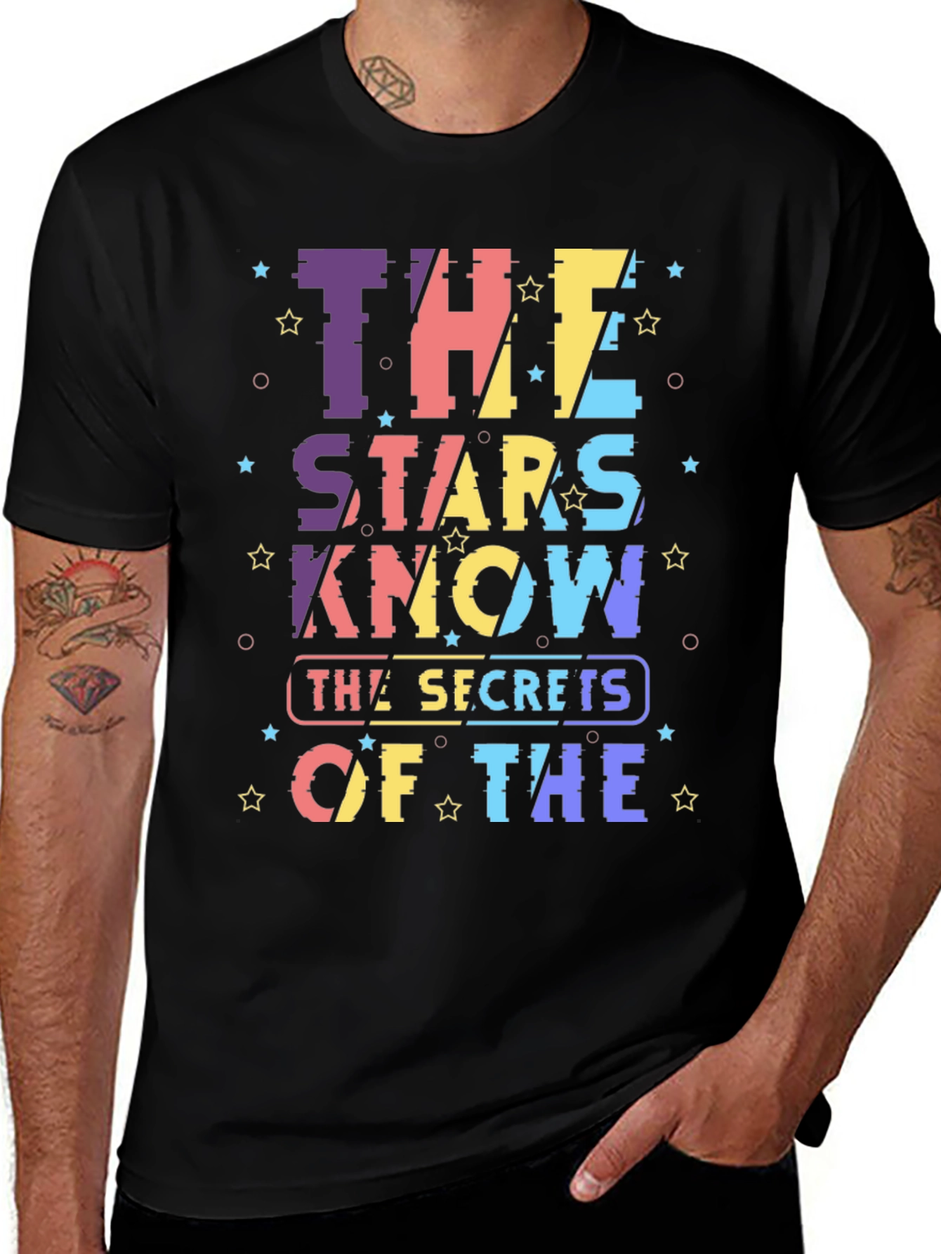 Stars Know Secrets Graphic T-Shirt - Black
