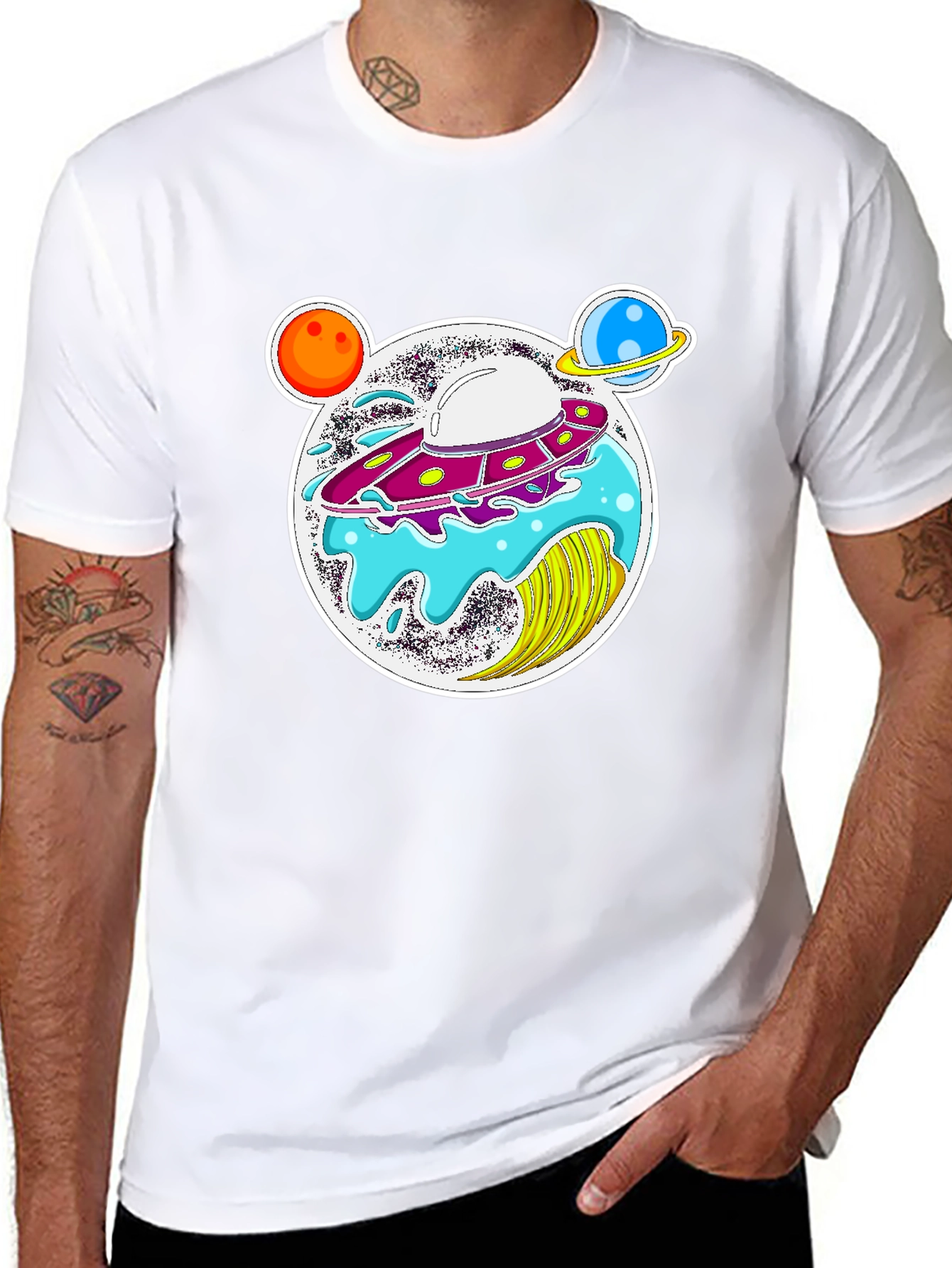 UFO Planets Graphic T-Shirt