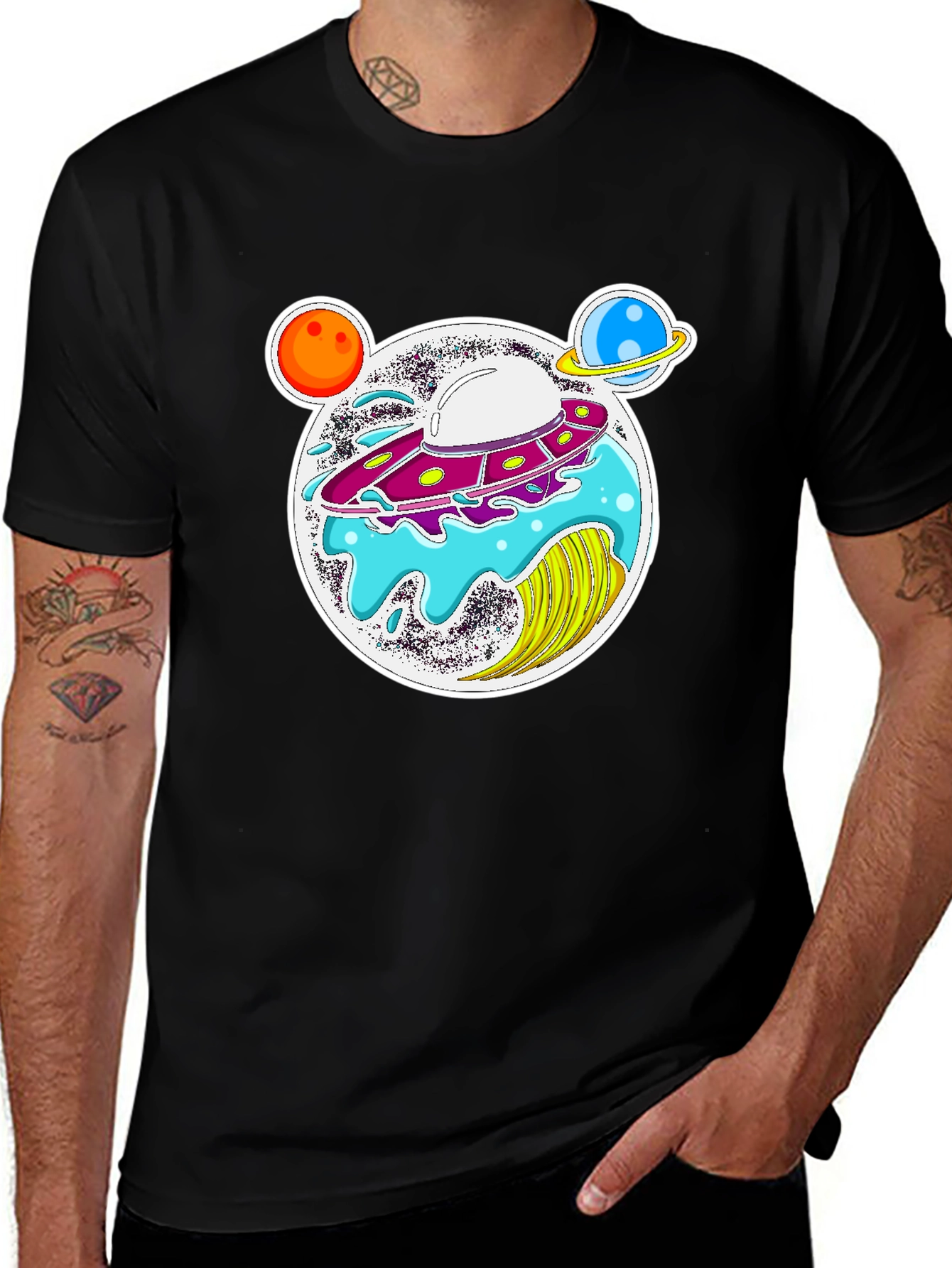 UFO Planets Graphic T-Shirt