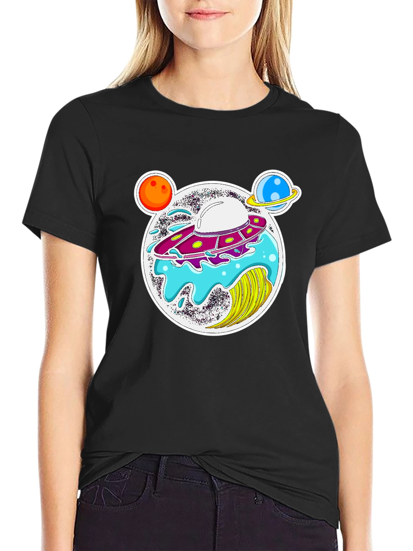 UFO Planets Graphic T-Shirt