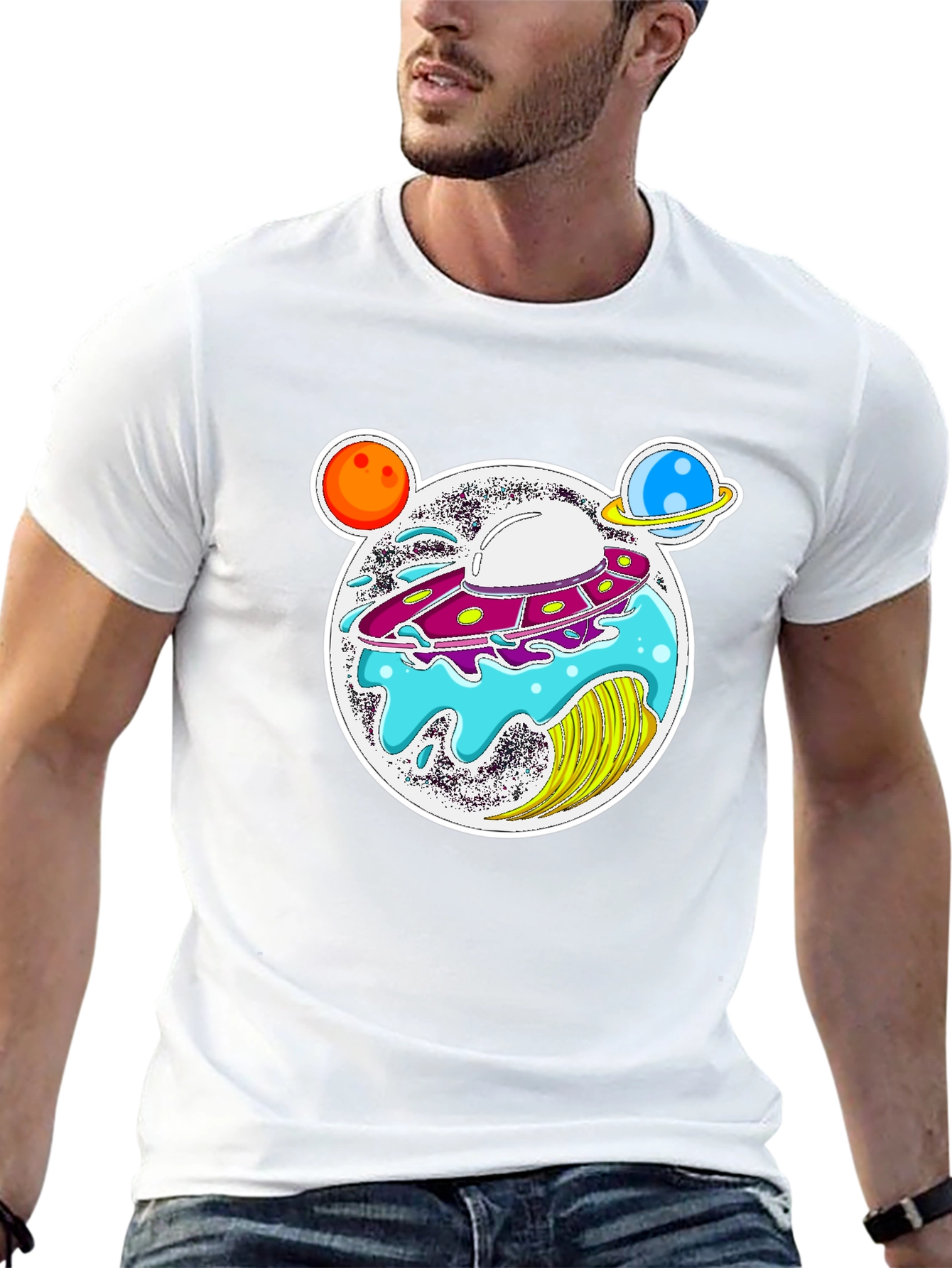 UFO Planets Graphic T-Shirt