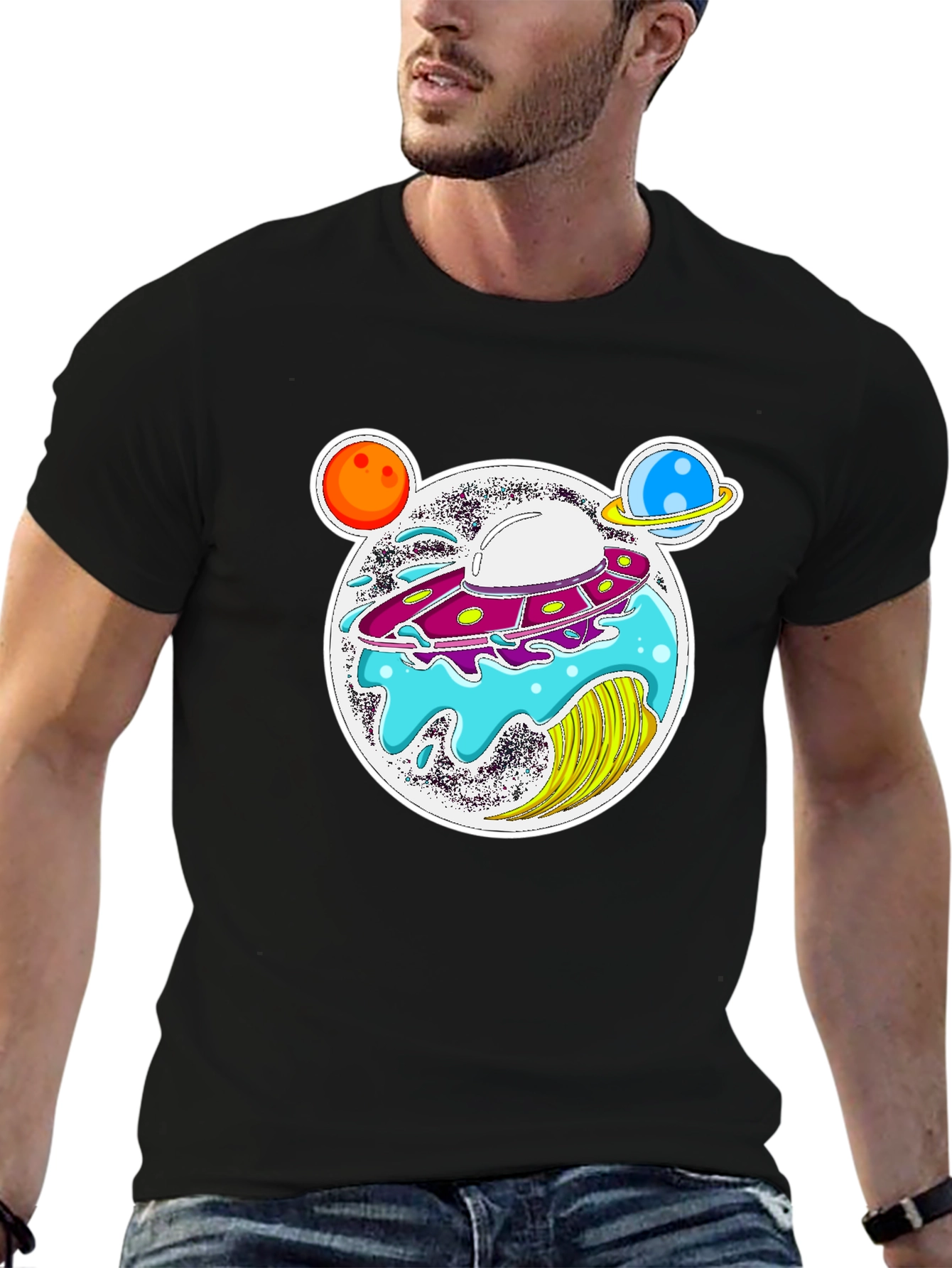 UFO Planets Graphic T-Shirt