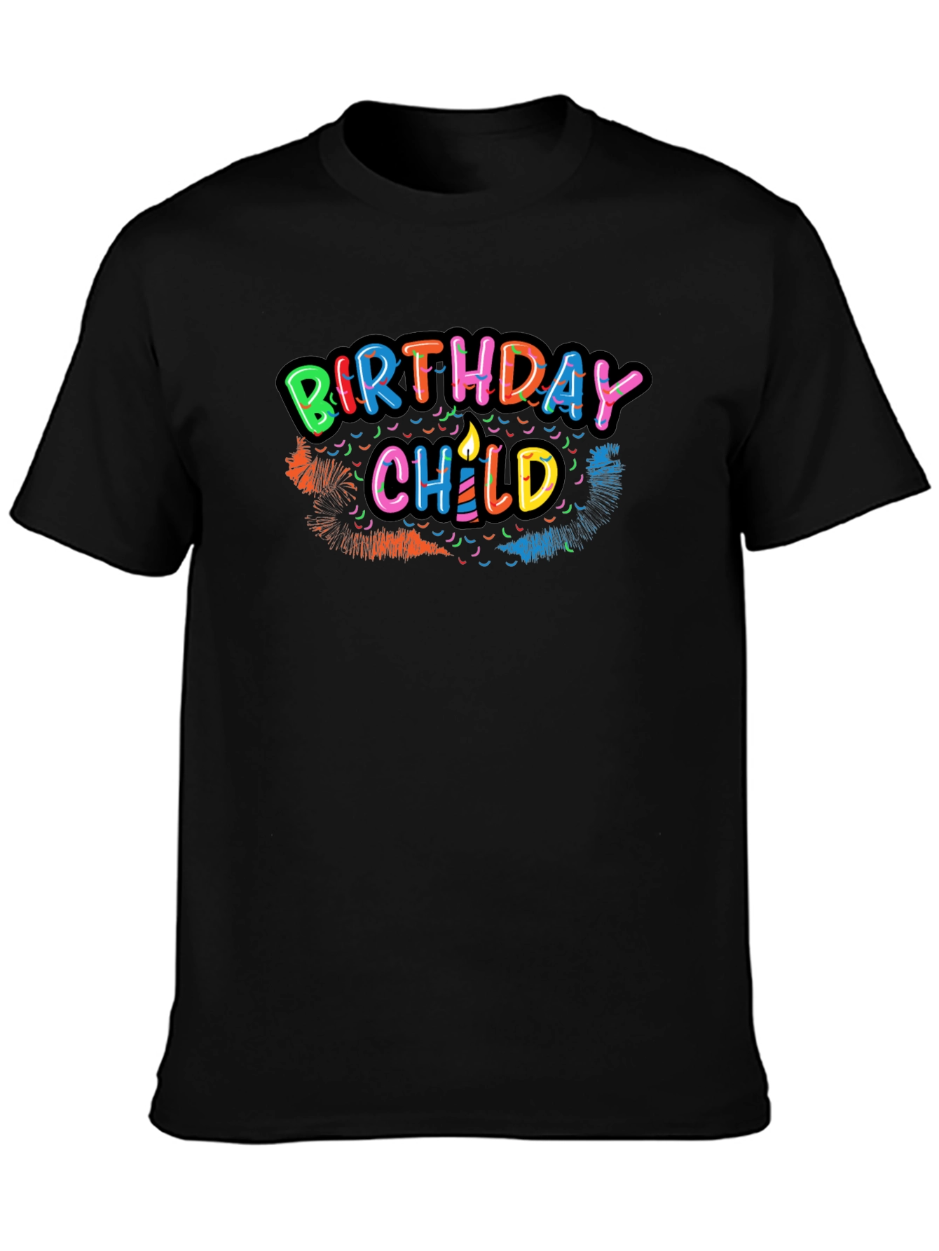Birthday Child Graphic Tee - Black Cotton Shirt