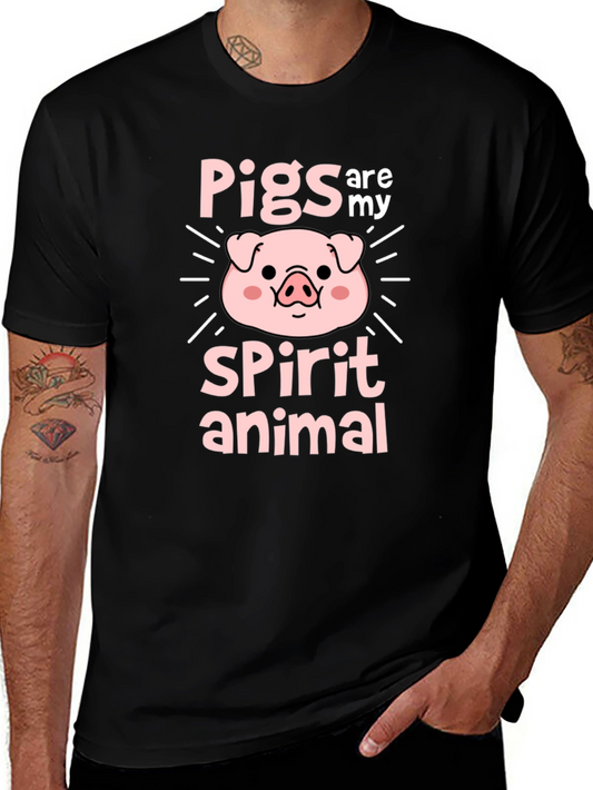Pigs Are My Spirit Animal T-Shirt - Black Crew Neck Tee