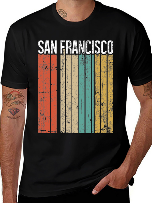 Vintage San Francisco Graphic Tee - Retro Striped Design