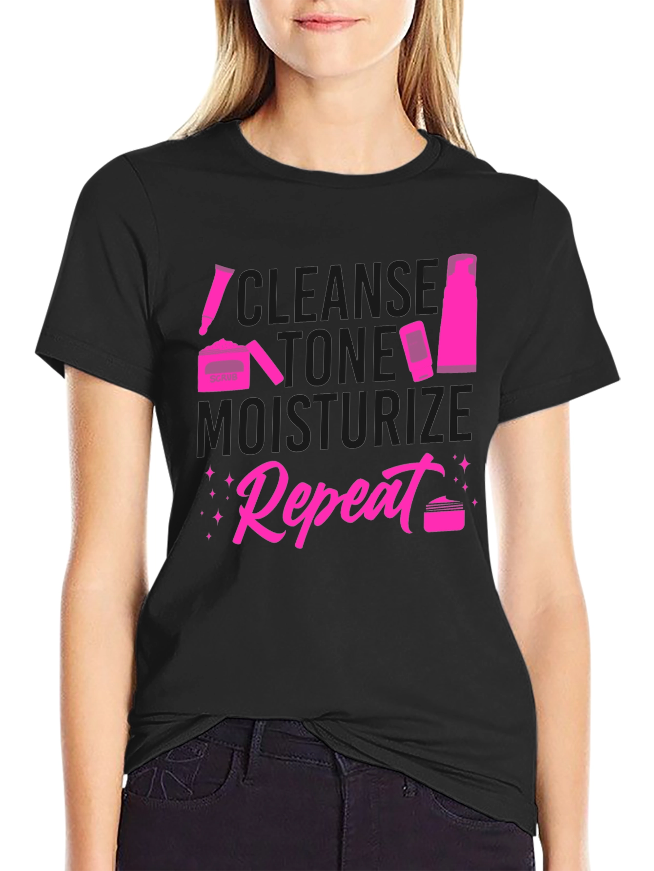 Cleanse Tone Moisturize Repeat Graphic Tee