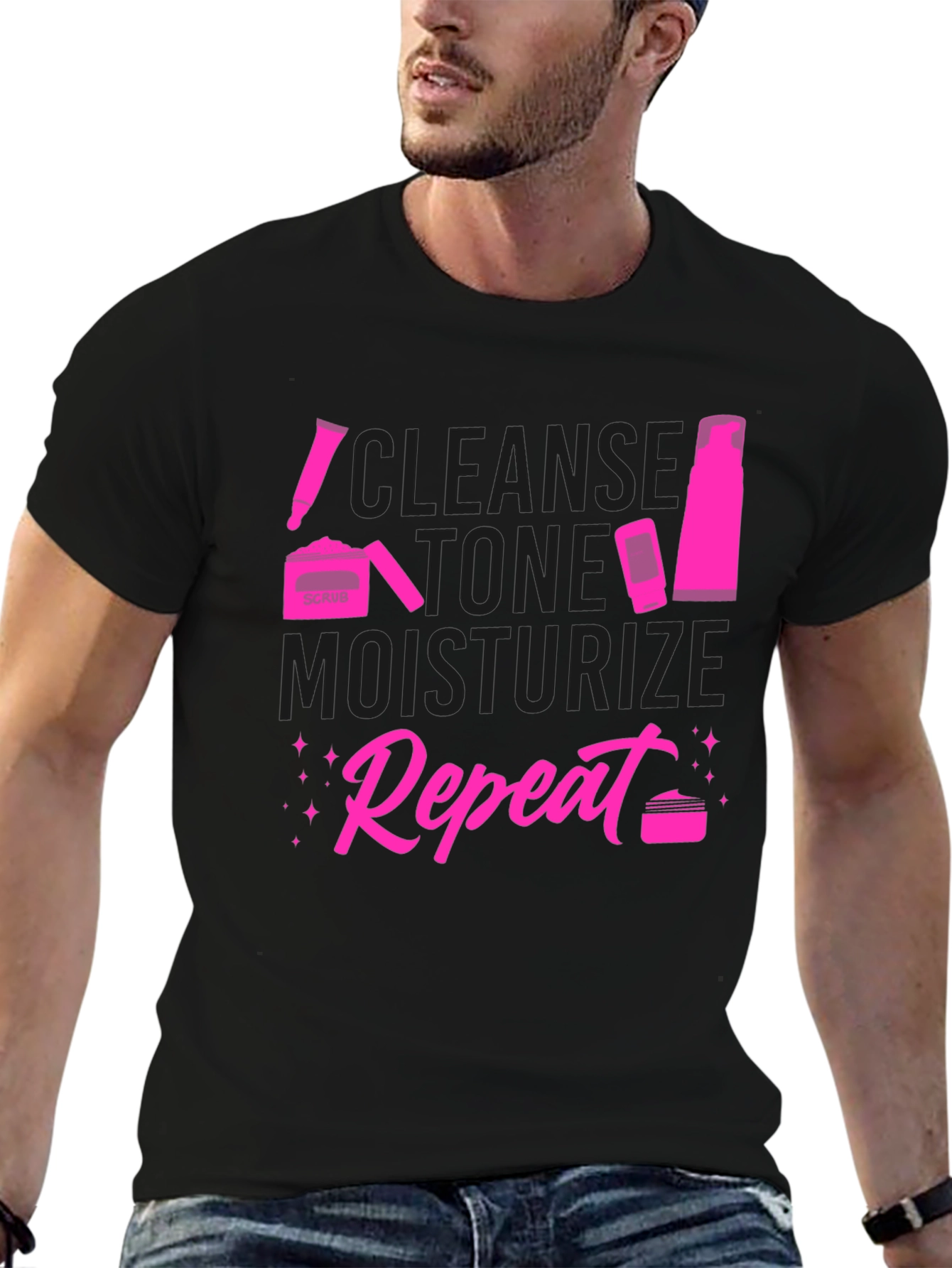 Cleanse Tone Moisturize Repeat Graphic Tee