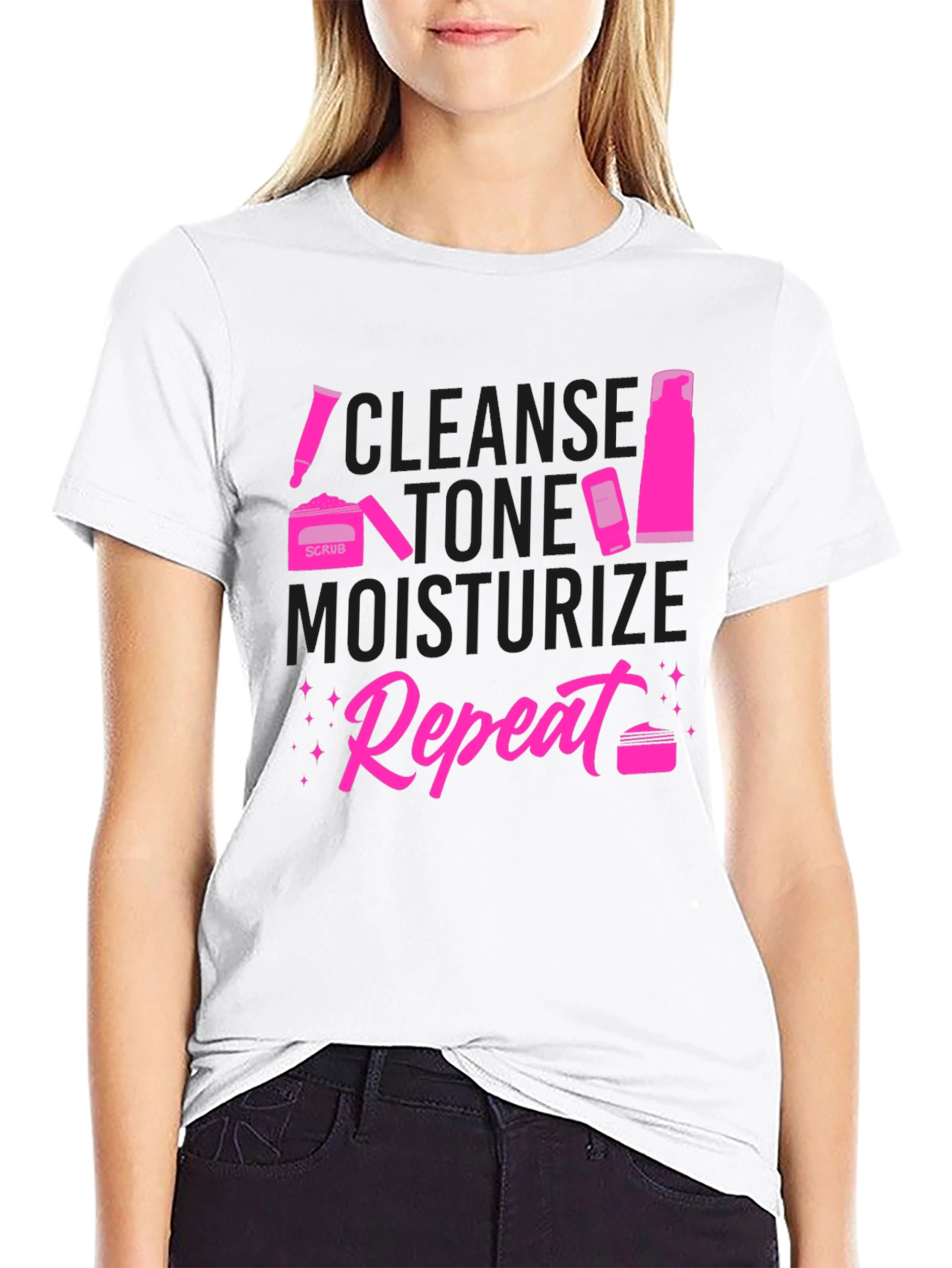 Cleanse Tone Moisturize Repeat Graphic Tee