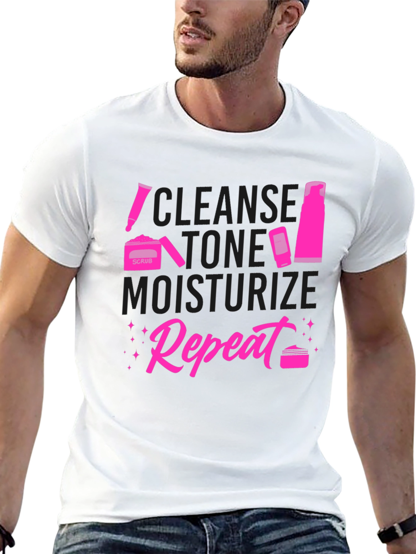 Cleanse Tone Moisturize Repeat Graphic Tee