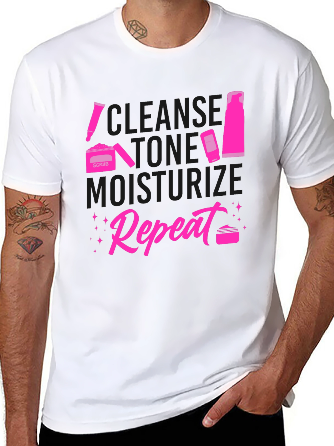 Cleanse Tone Moisturize Repeat Graphic Tee