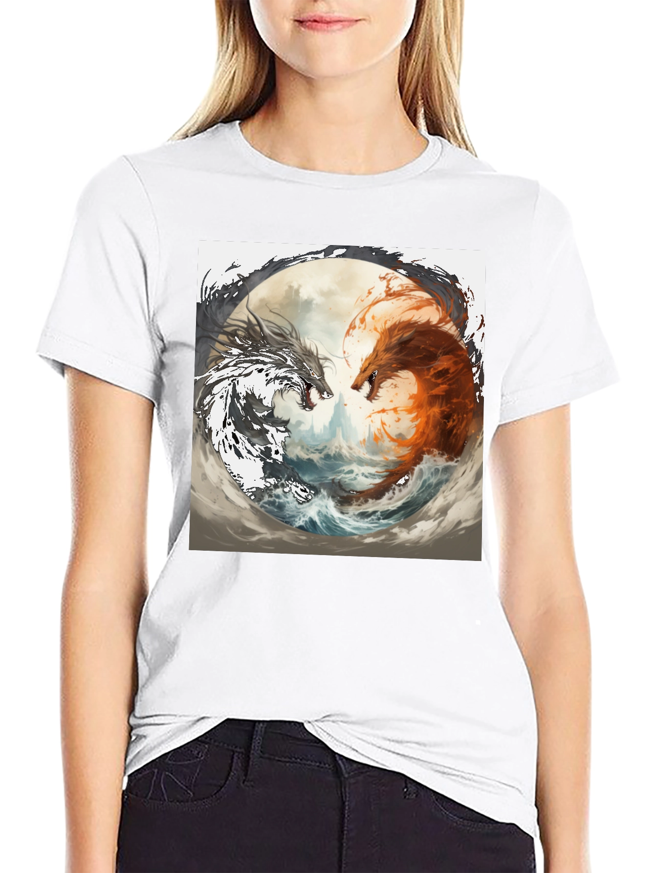 Yin Yang Dragons Graphic Tee