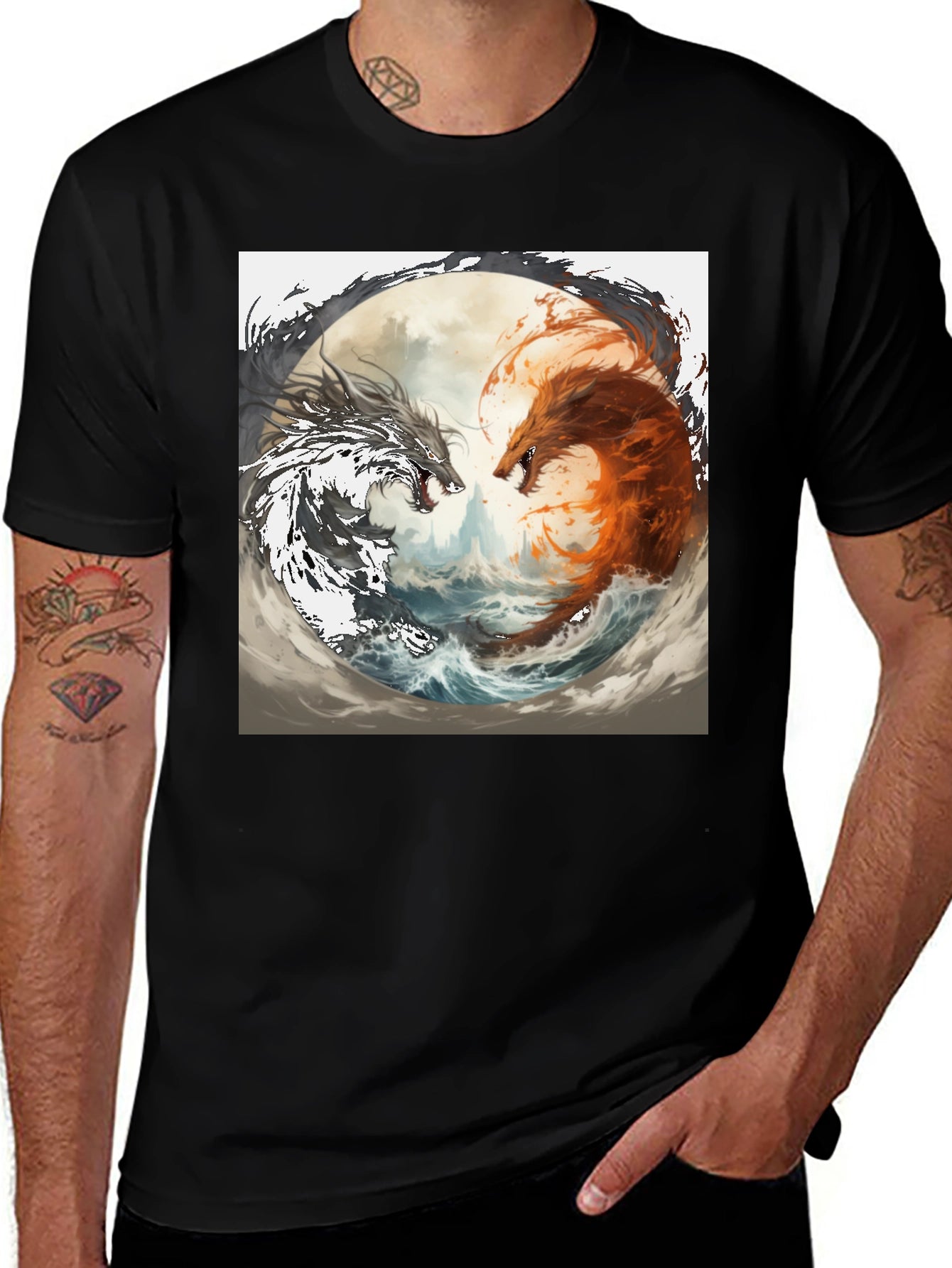 Yin Yang Dragons Graphic Tee