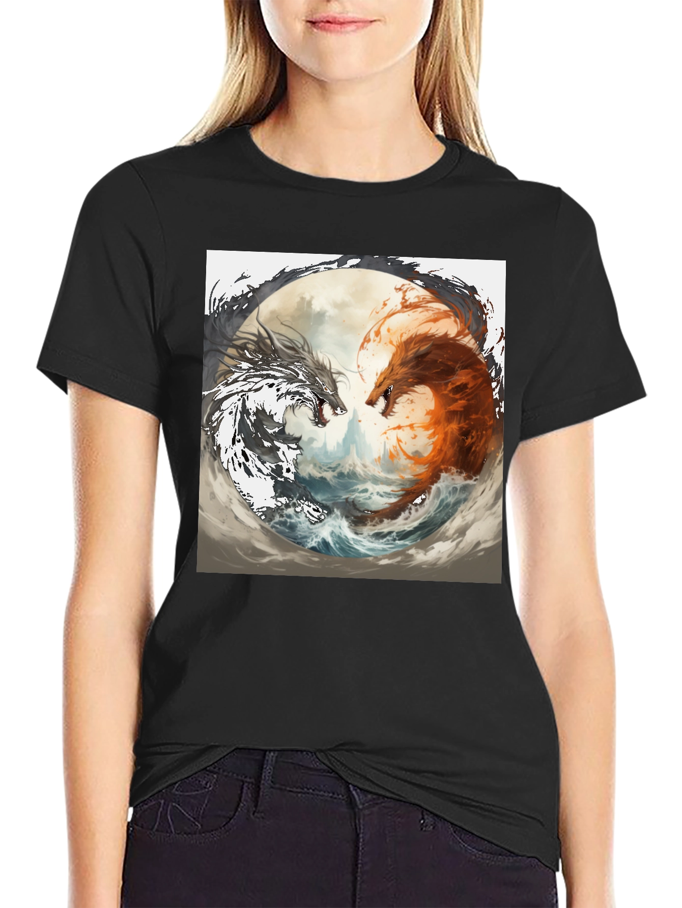 Yin Yang Dragons Graphic Tee