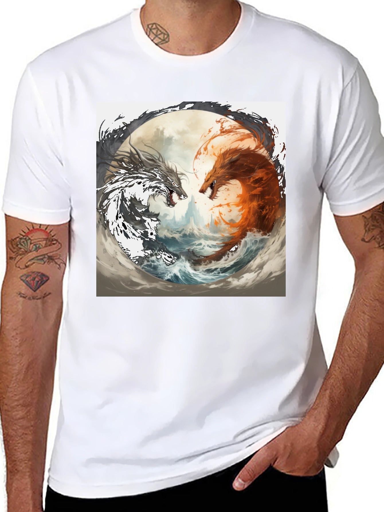 Yin Yang Dragons Graphic Tee