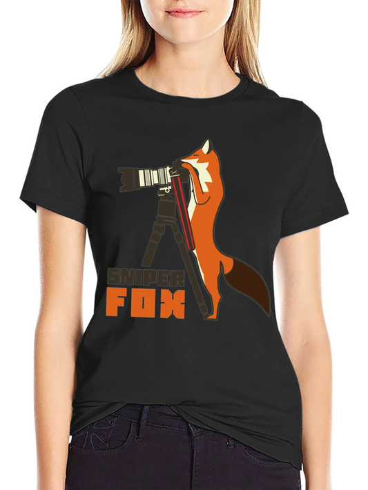 Sniper Fox Graphic Tee - Photographer Animal Humor Shirt