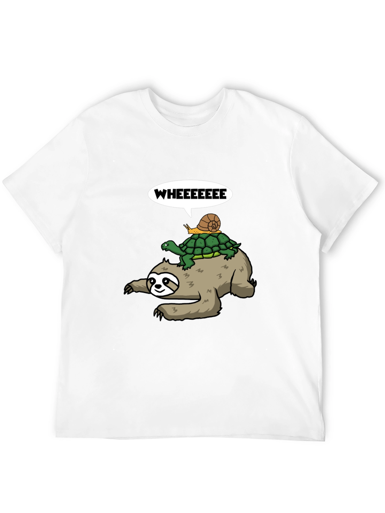 Sloth Turtle & Snail Cartoon Tee - Wheeee!