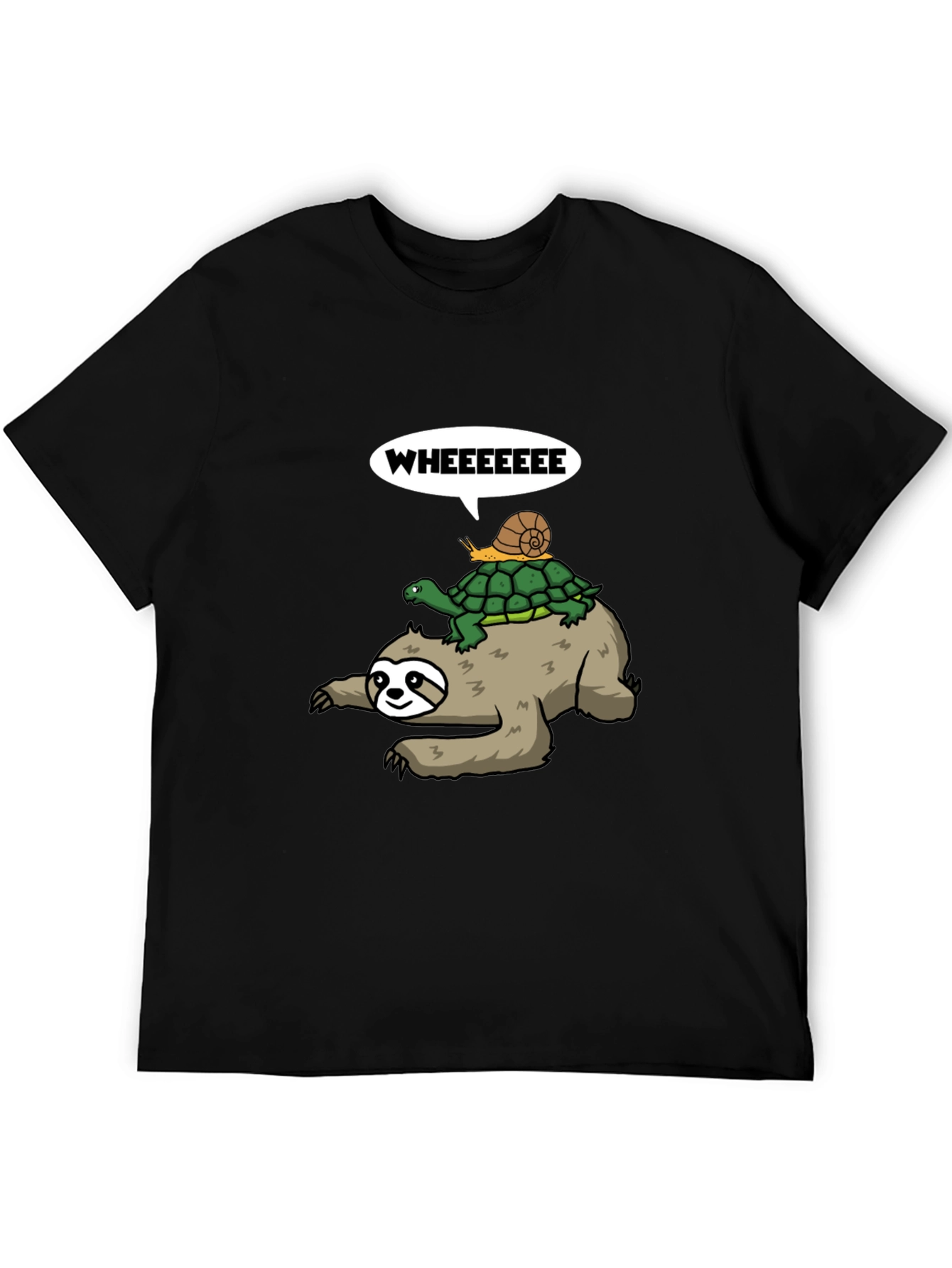 Sloth Turtle & Snail Cartoon Tee - Wheeee!