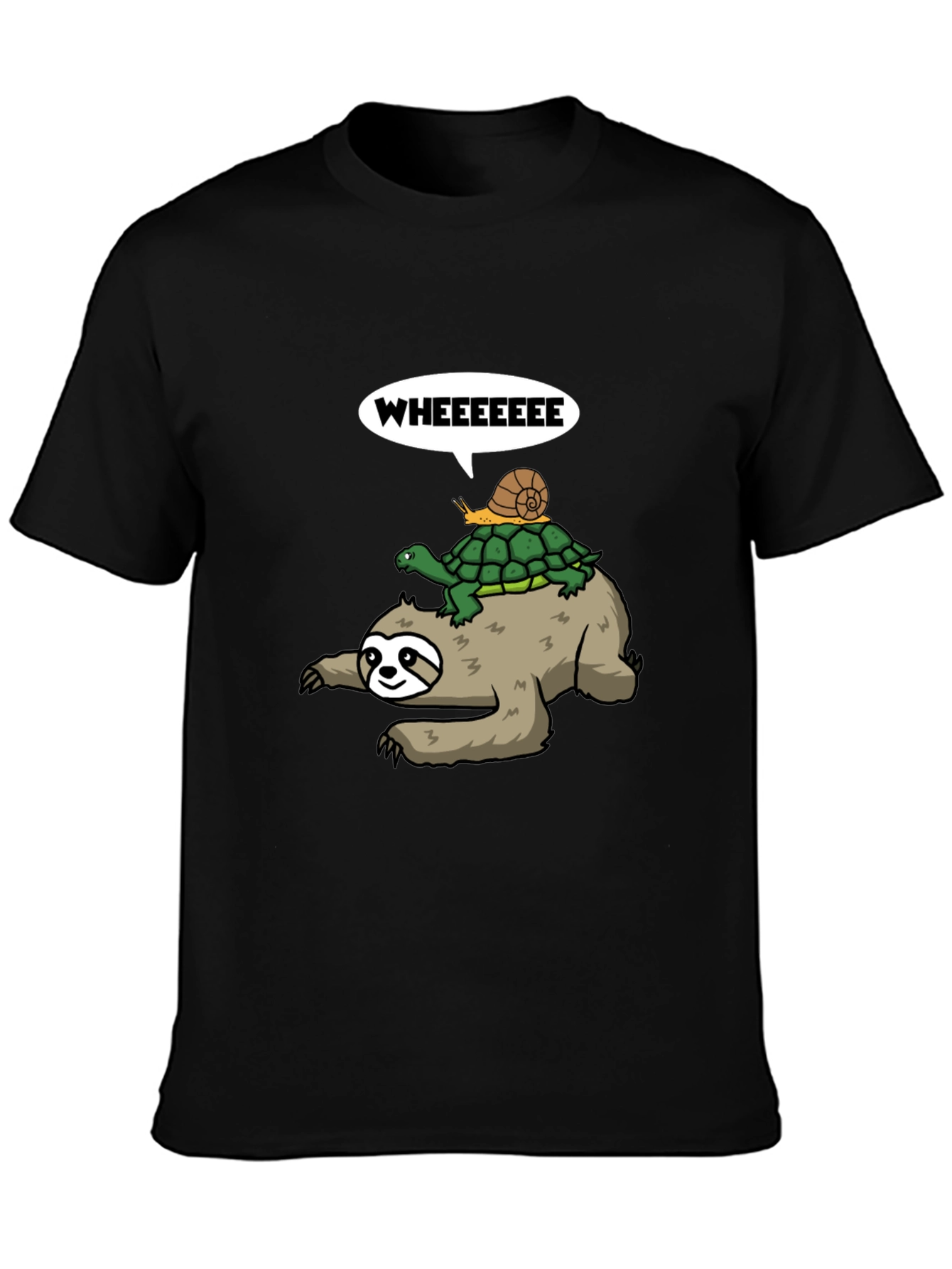 Sloth Turtle & Snail Cartoon Tee - Wheeee!