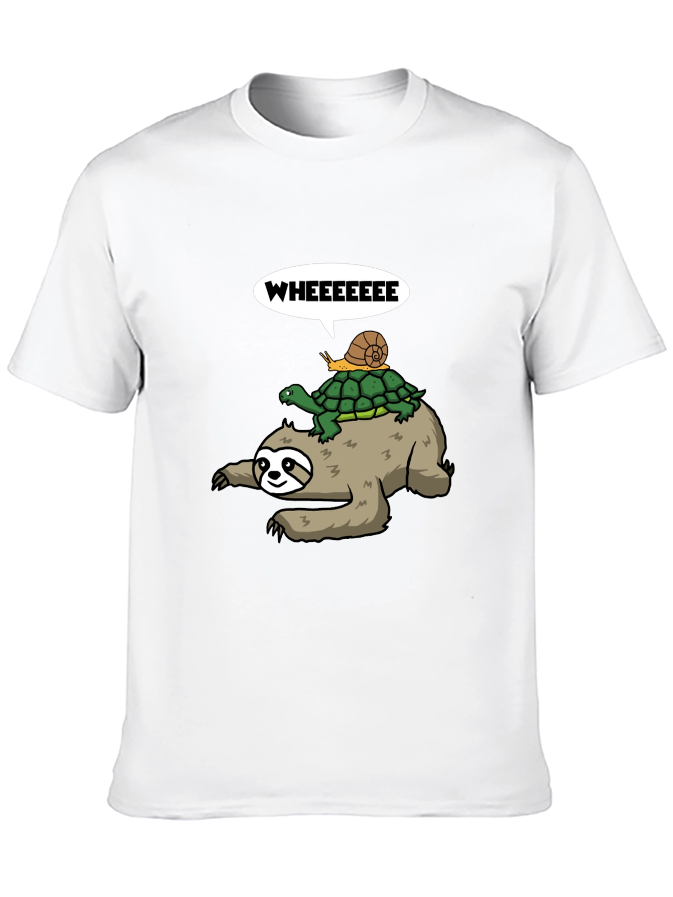 Sloth Turtle & Snail Cartoon Tee - Wheeee!
