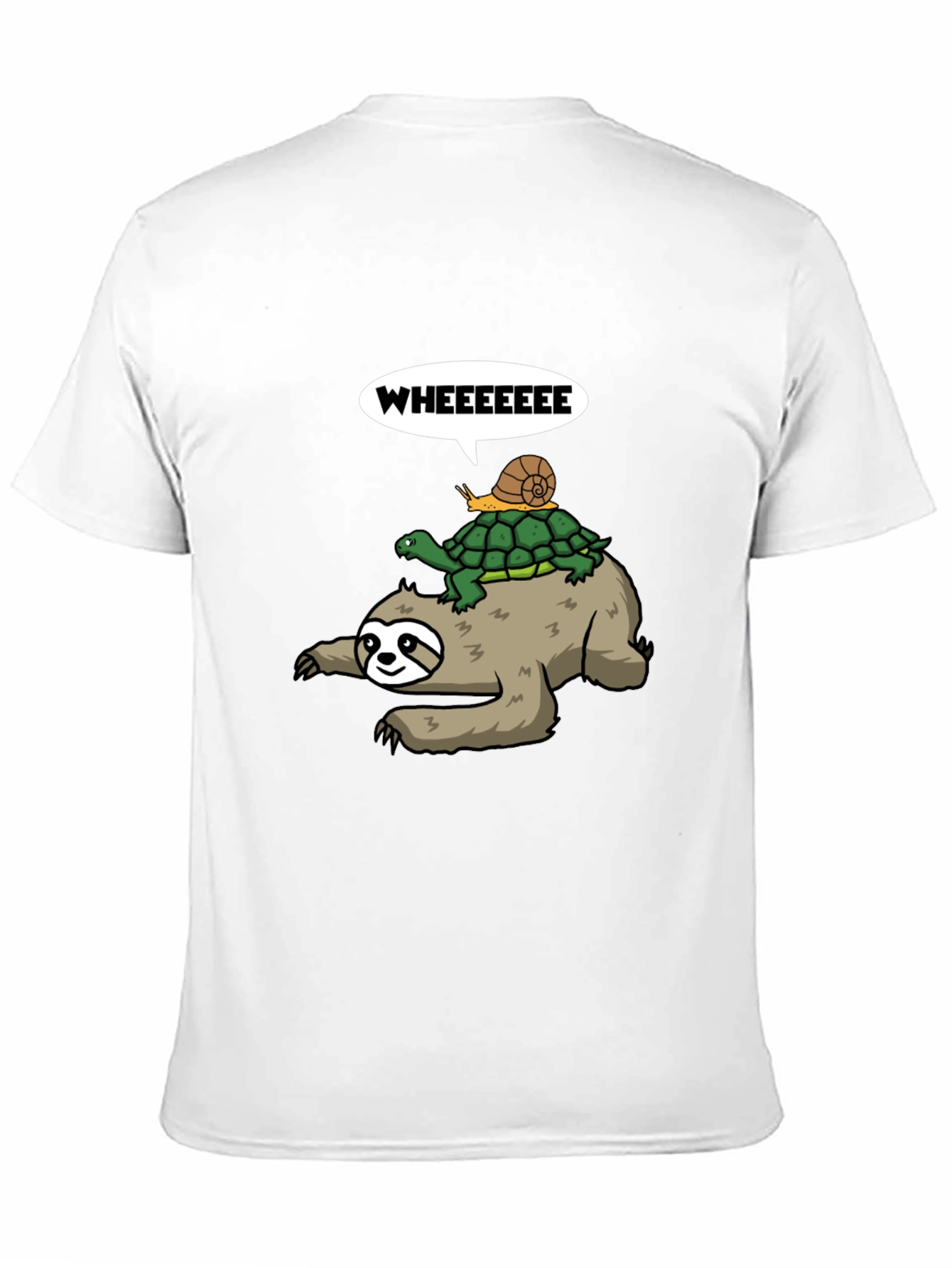 Sloth Turtle & Snail Cartoon Tee - Wheeee!