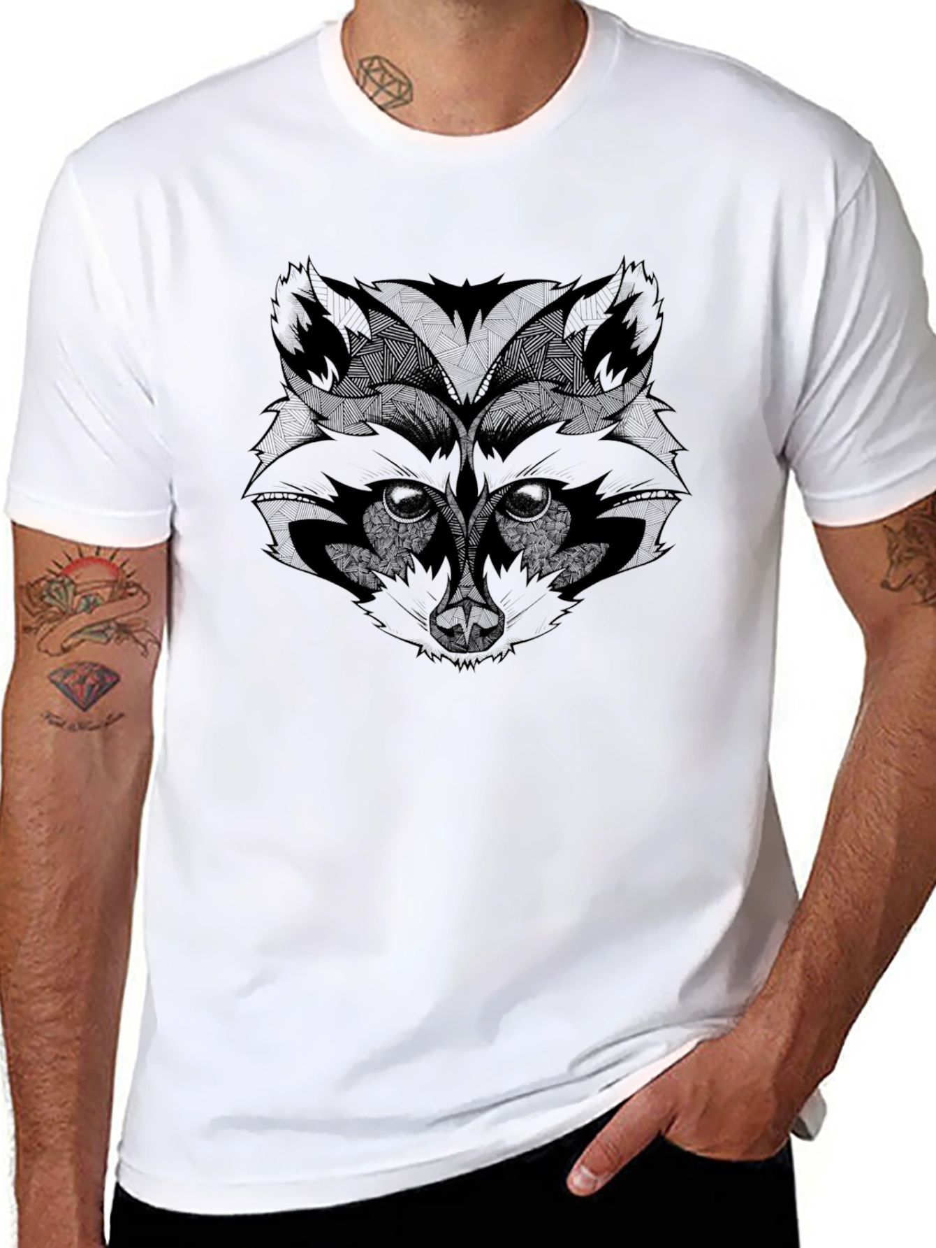 Raccoon Graphic Tee - Mens Black T-Shirt