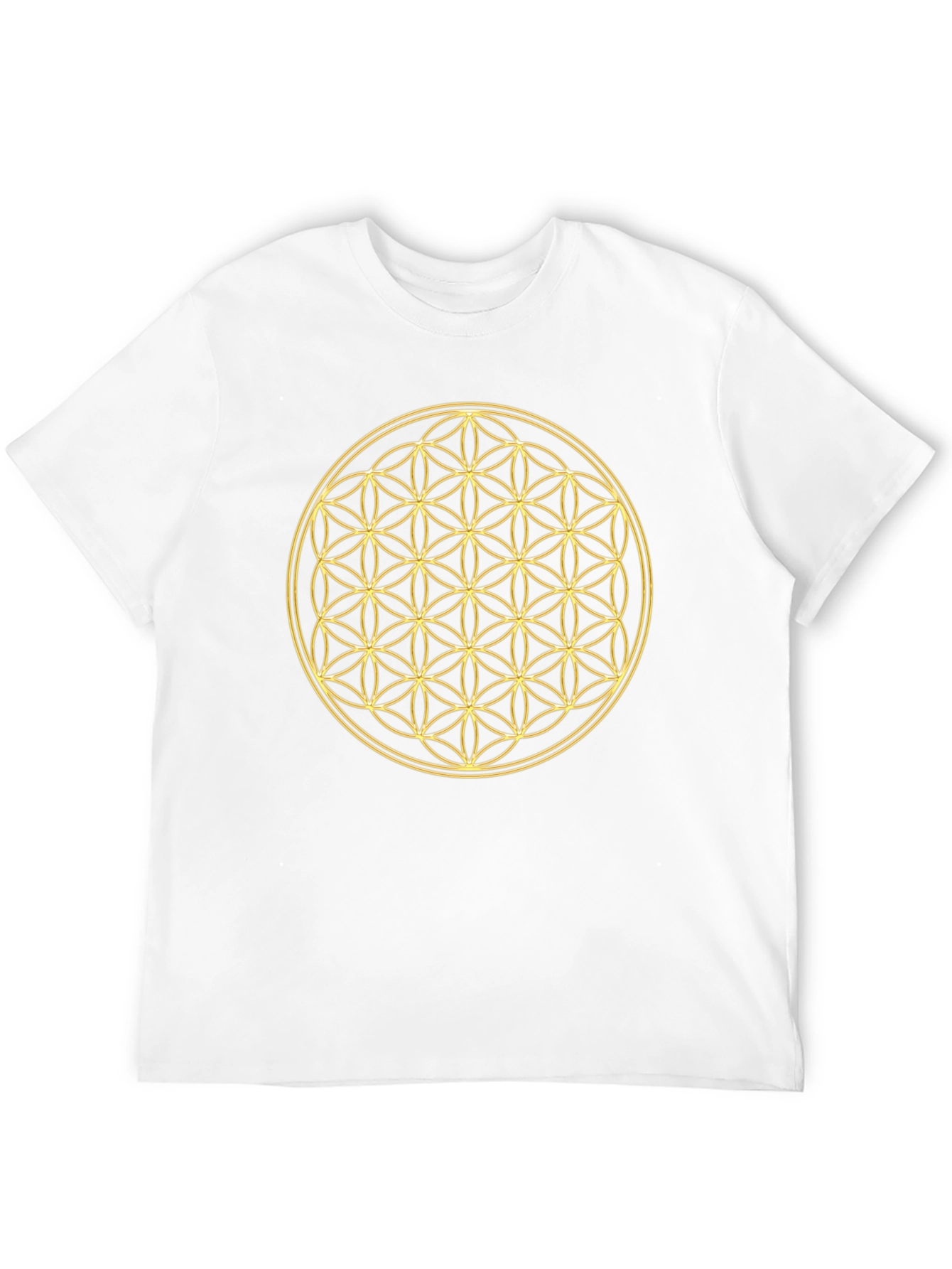 Flower of Life Gold Print Black T-Shirt