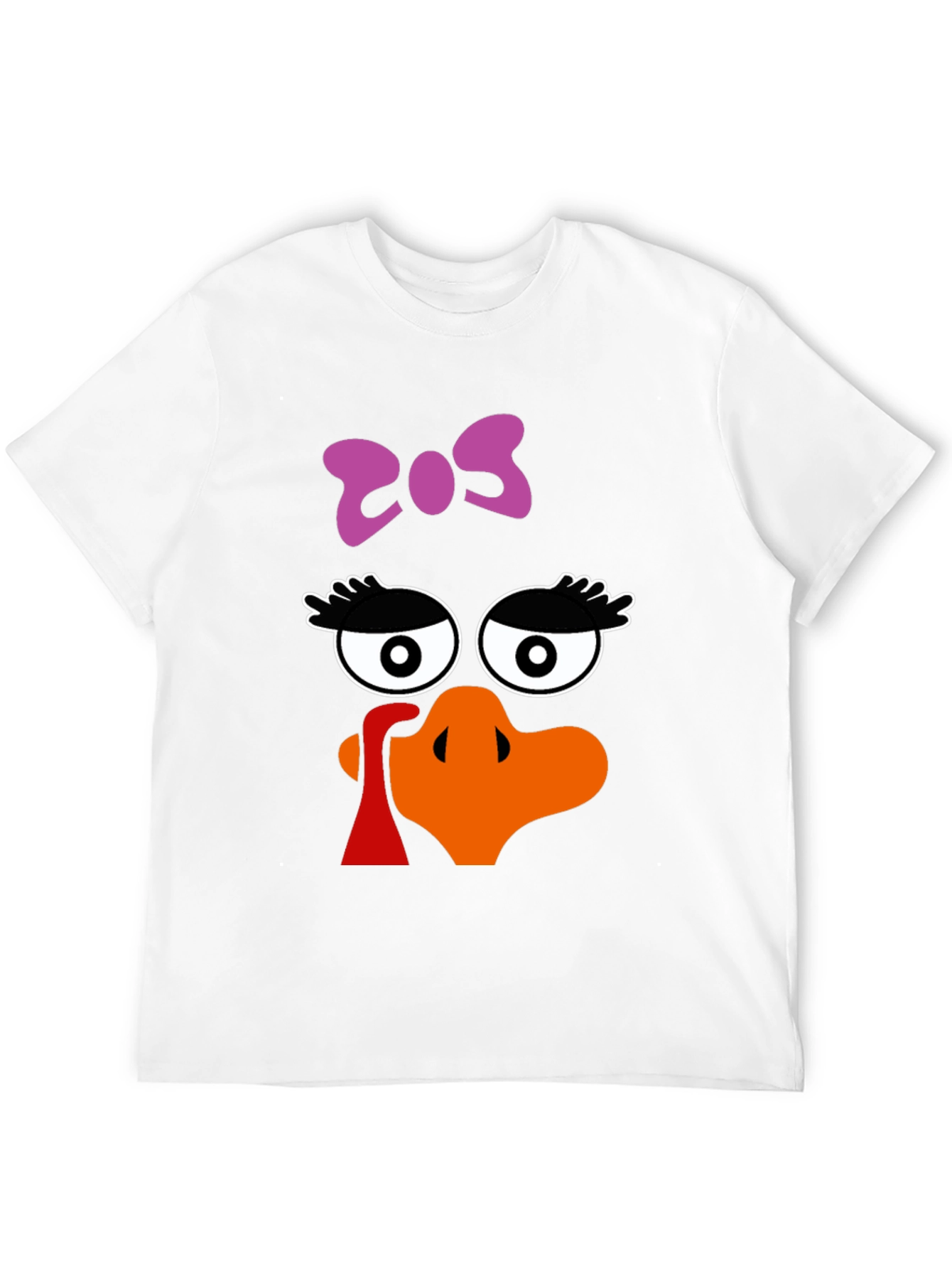 Thanksgiving Turkey Face Bow Black T-Shirt