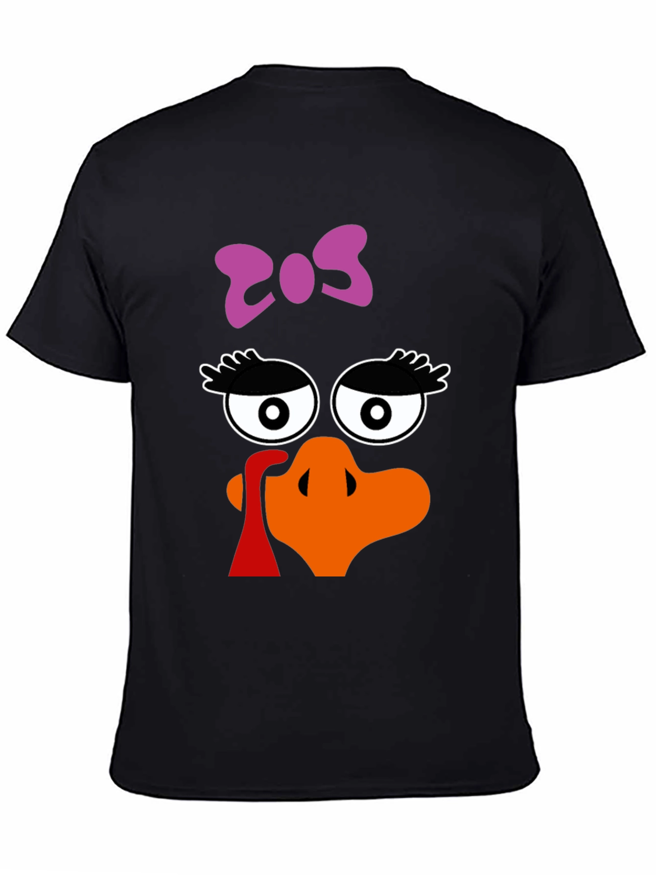 Thanksgiving Turkey Face Bow Black T-Shirt