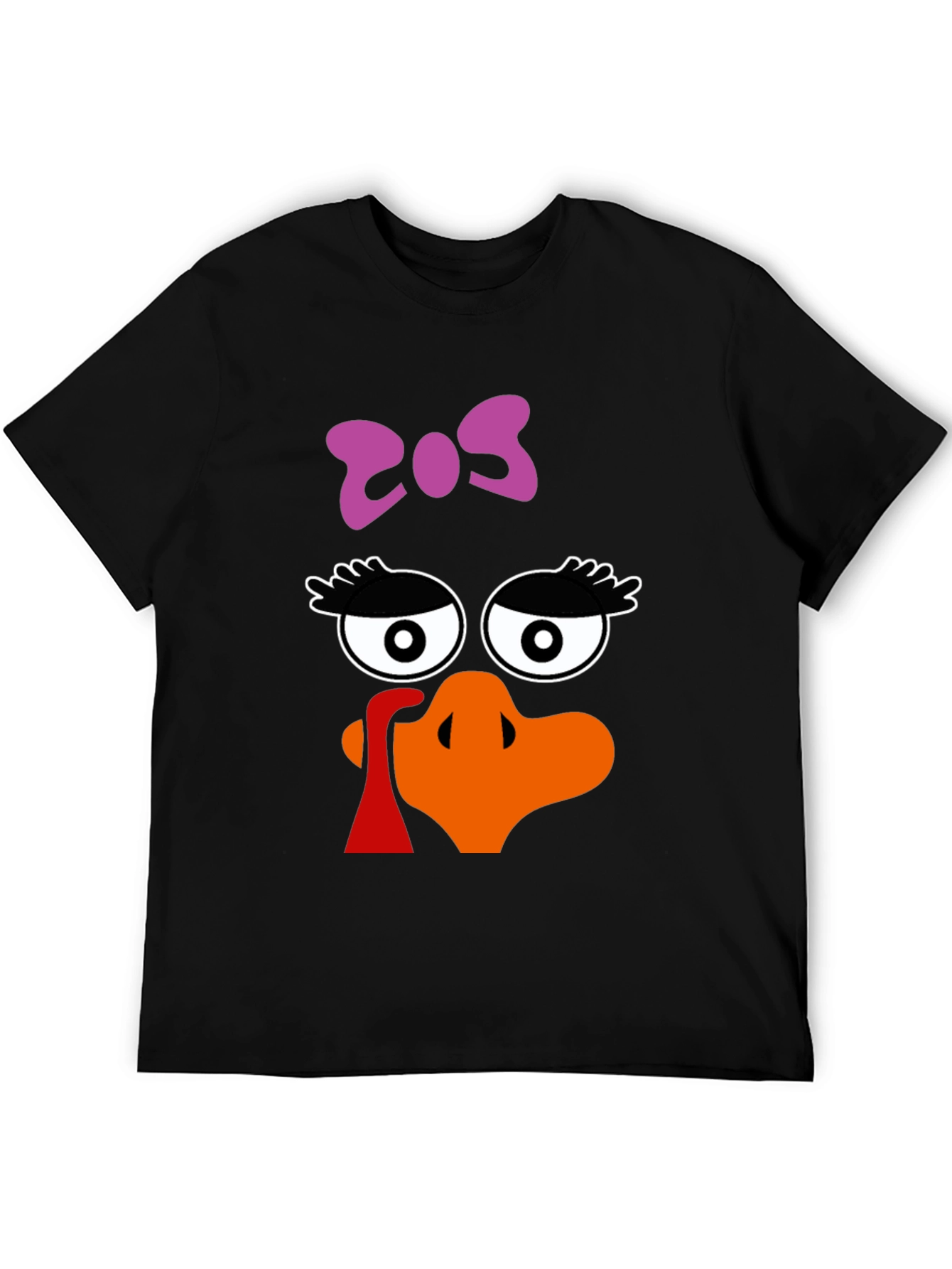 Thanksgiving Turkey Face Bow Black T-Shirt