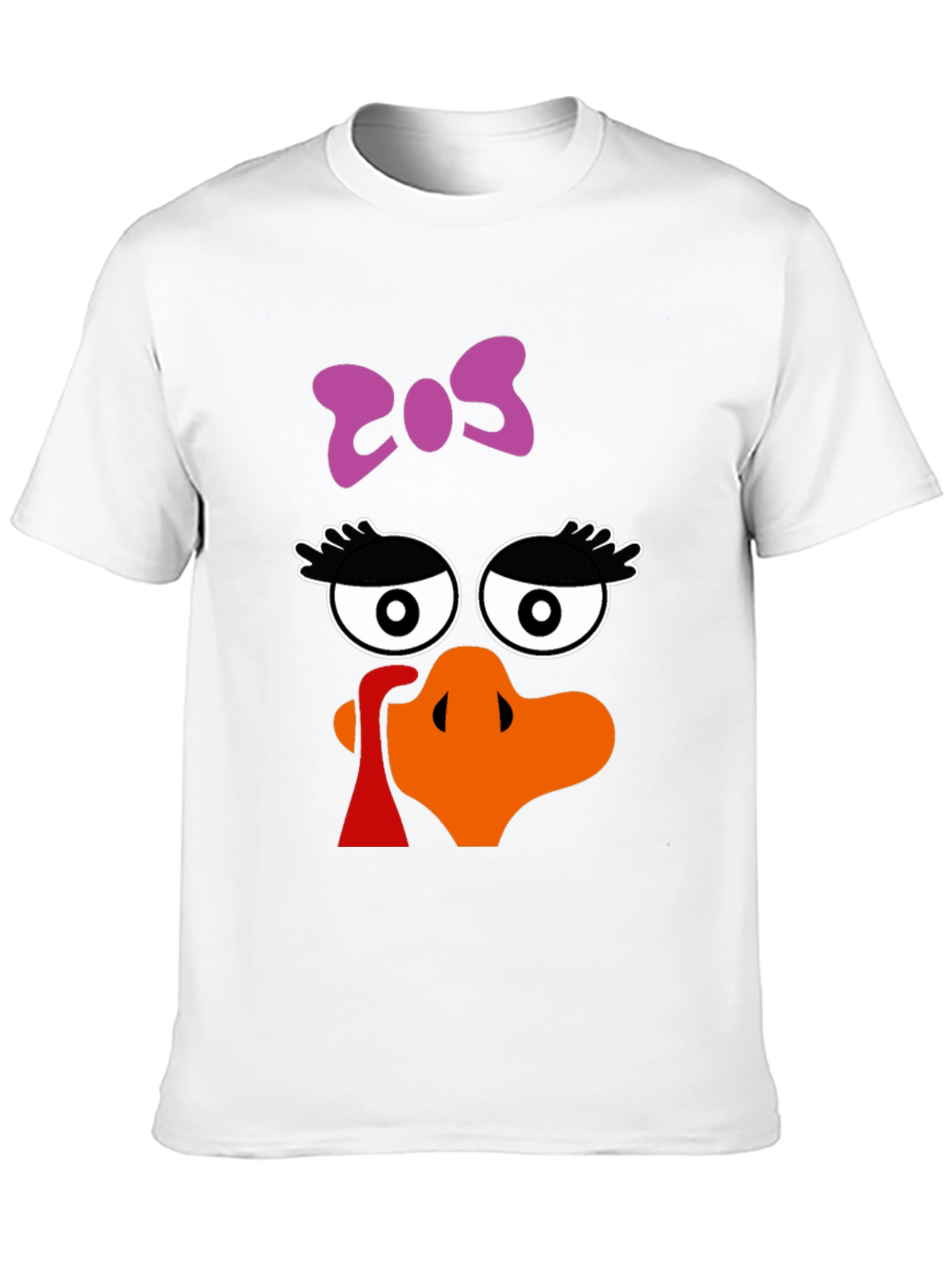 Thanksgiving Turkey Face Bow Black T-Shirt