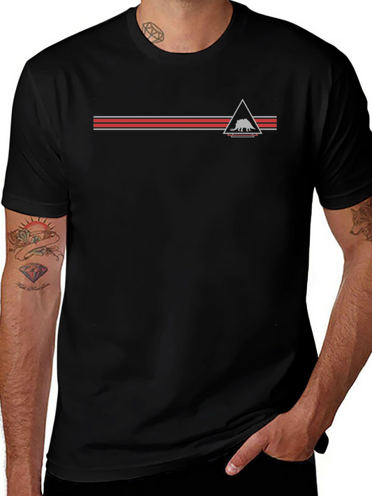 Retro Dinosaur Triangle Graphic Tee - Black
