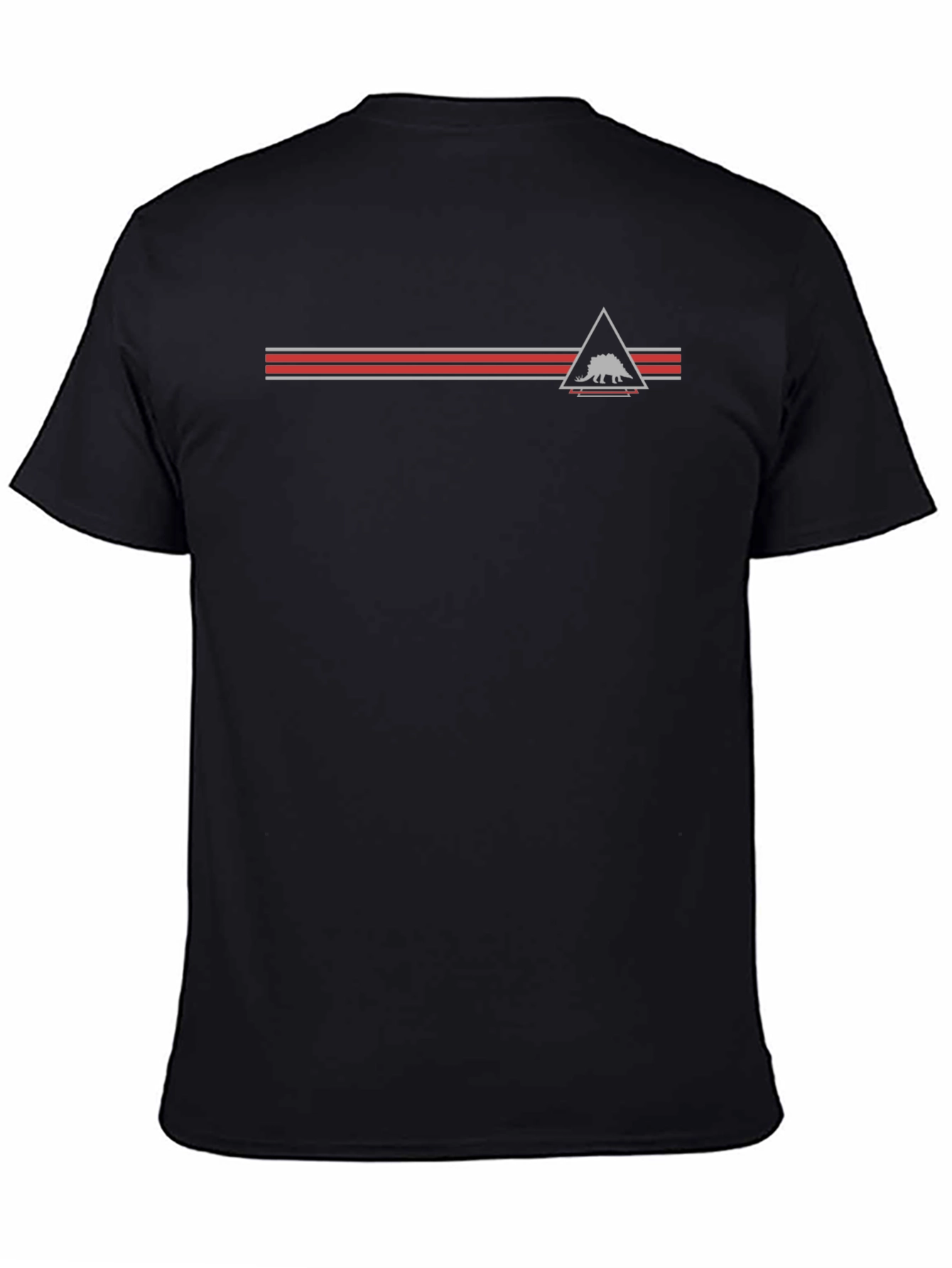 Retro Dinosaur Triangle Graphic Tee - Black