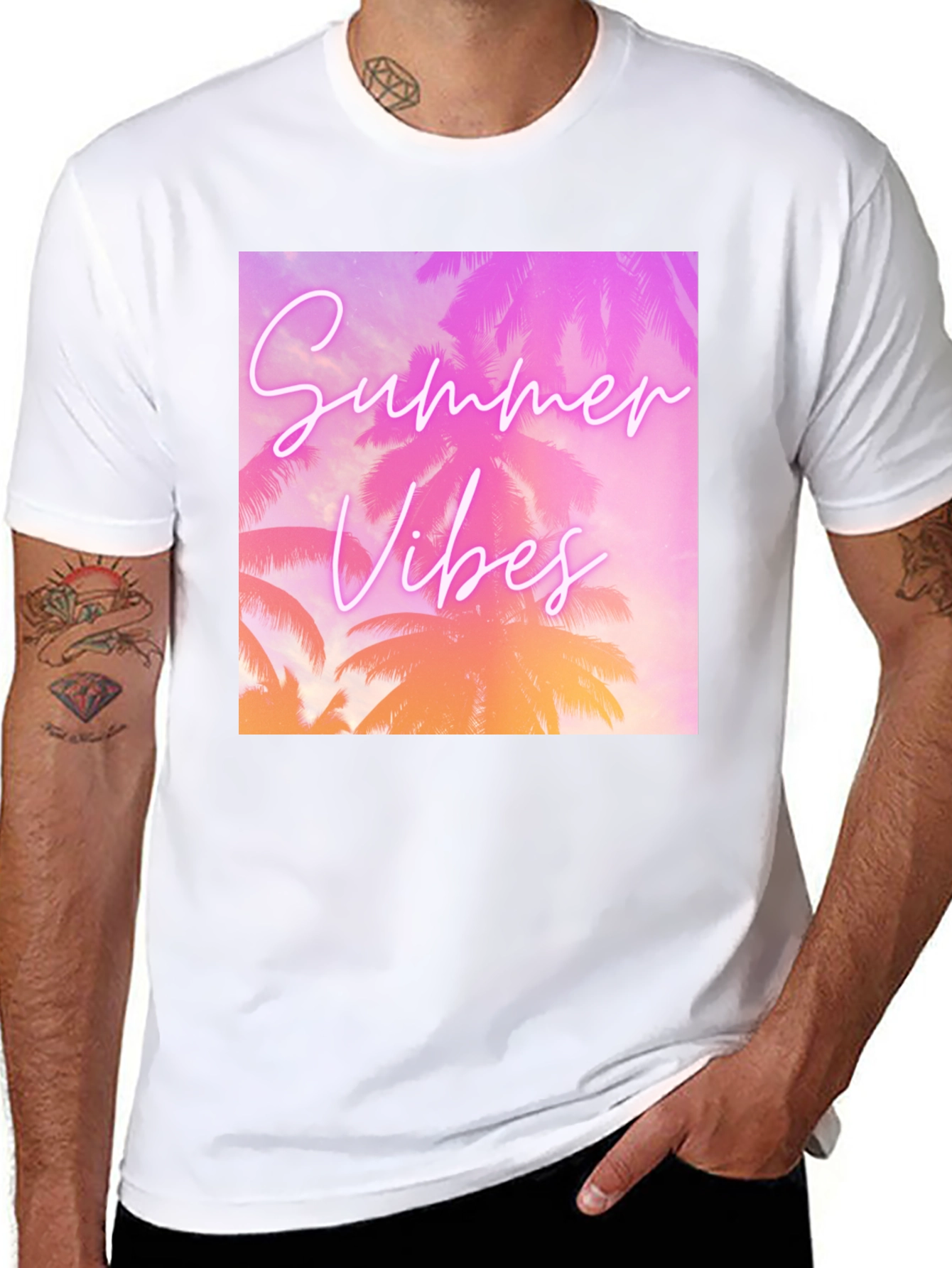 Summer Vibes Graphic T-Shirt - Tropical Palm Tree Design