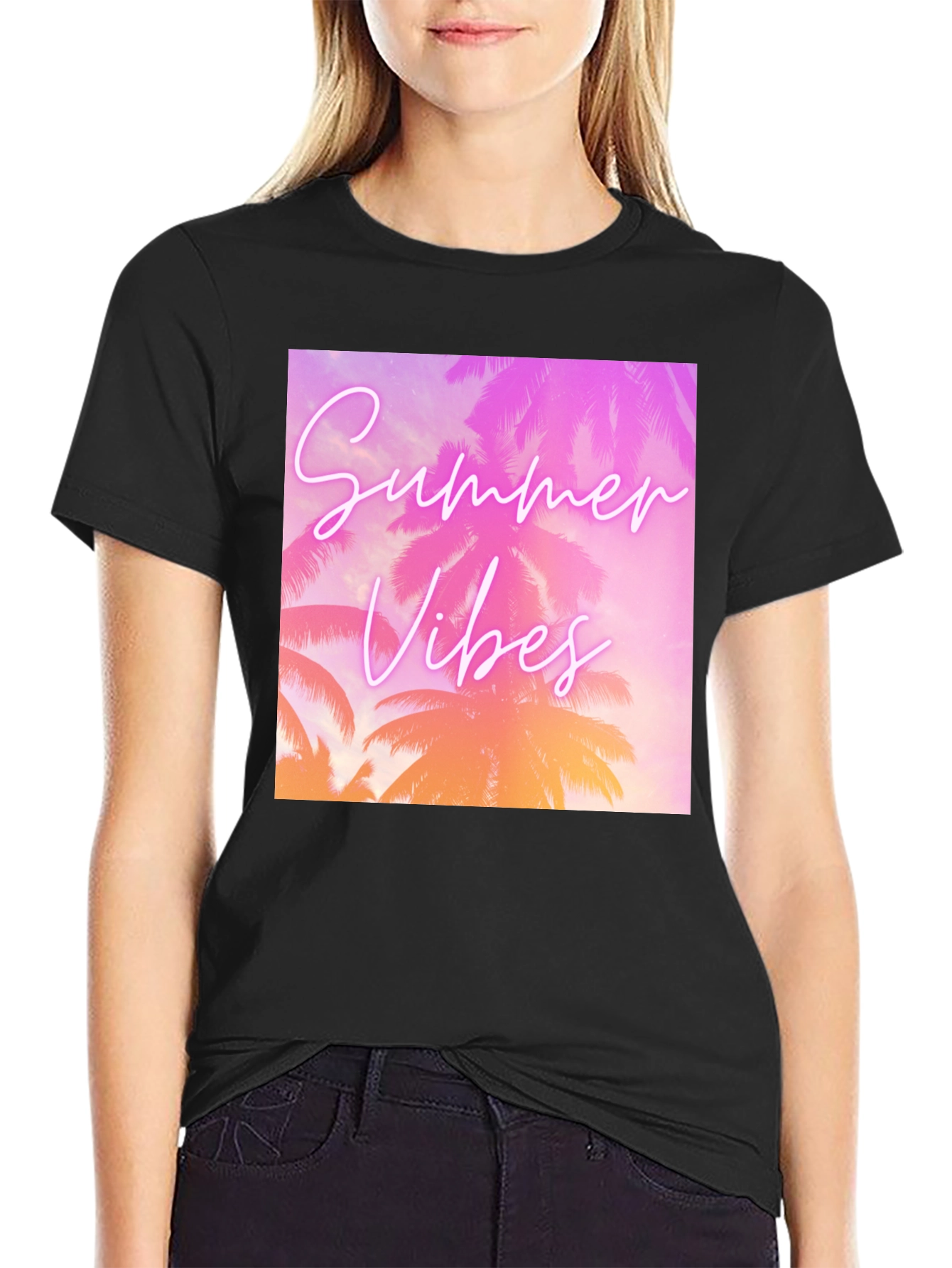 Summer Vibes Graphic T-Shirt - Tropical Palm Tree Design