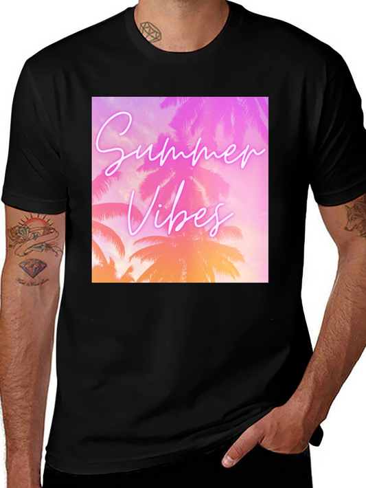 Summer Vibes Graphic T-Shirt - Tropical Palm Tree Design