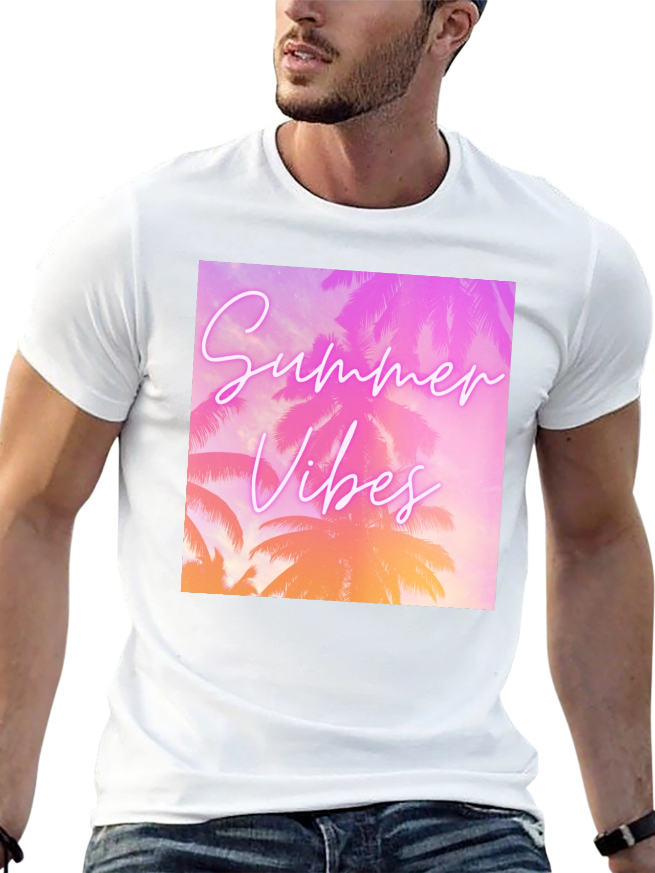 Summer Vibes Graphic T-Shirt - Tropical Palm Tree Design