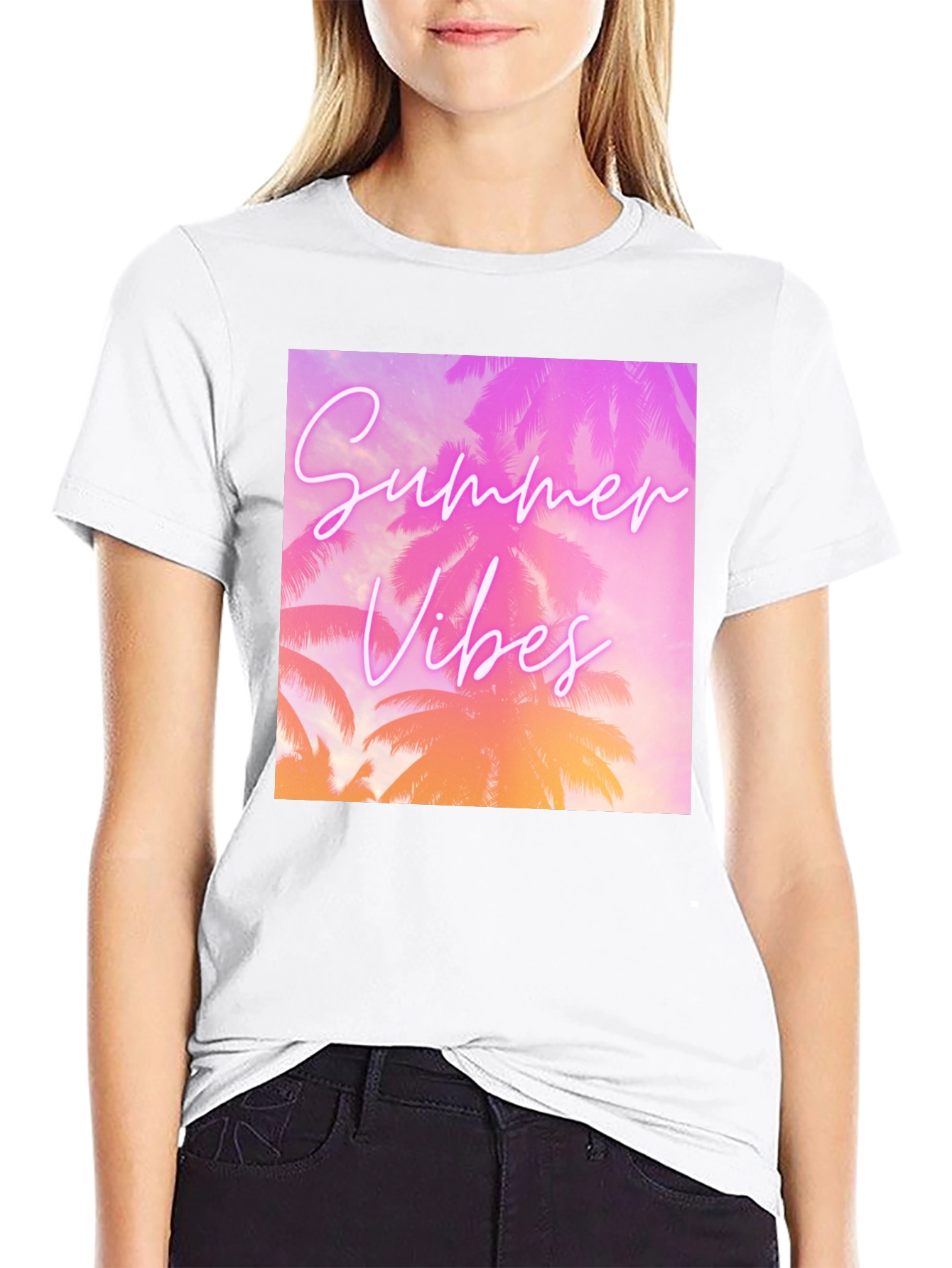 Summer Vibes Graphic T-Shirt - Tropical Palm Tree Design