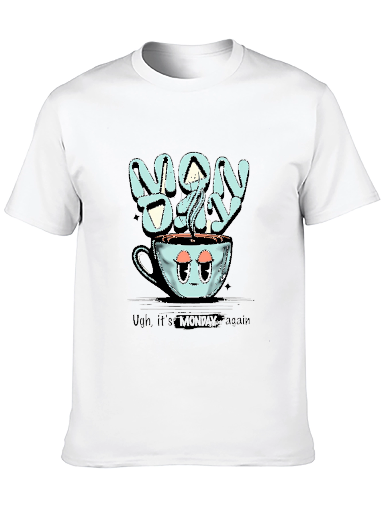 Monday Coffee T-Shirt - Humorous Stylish Black Cotton
