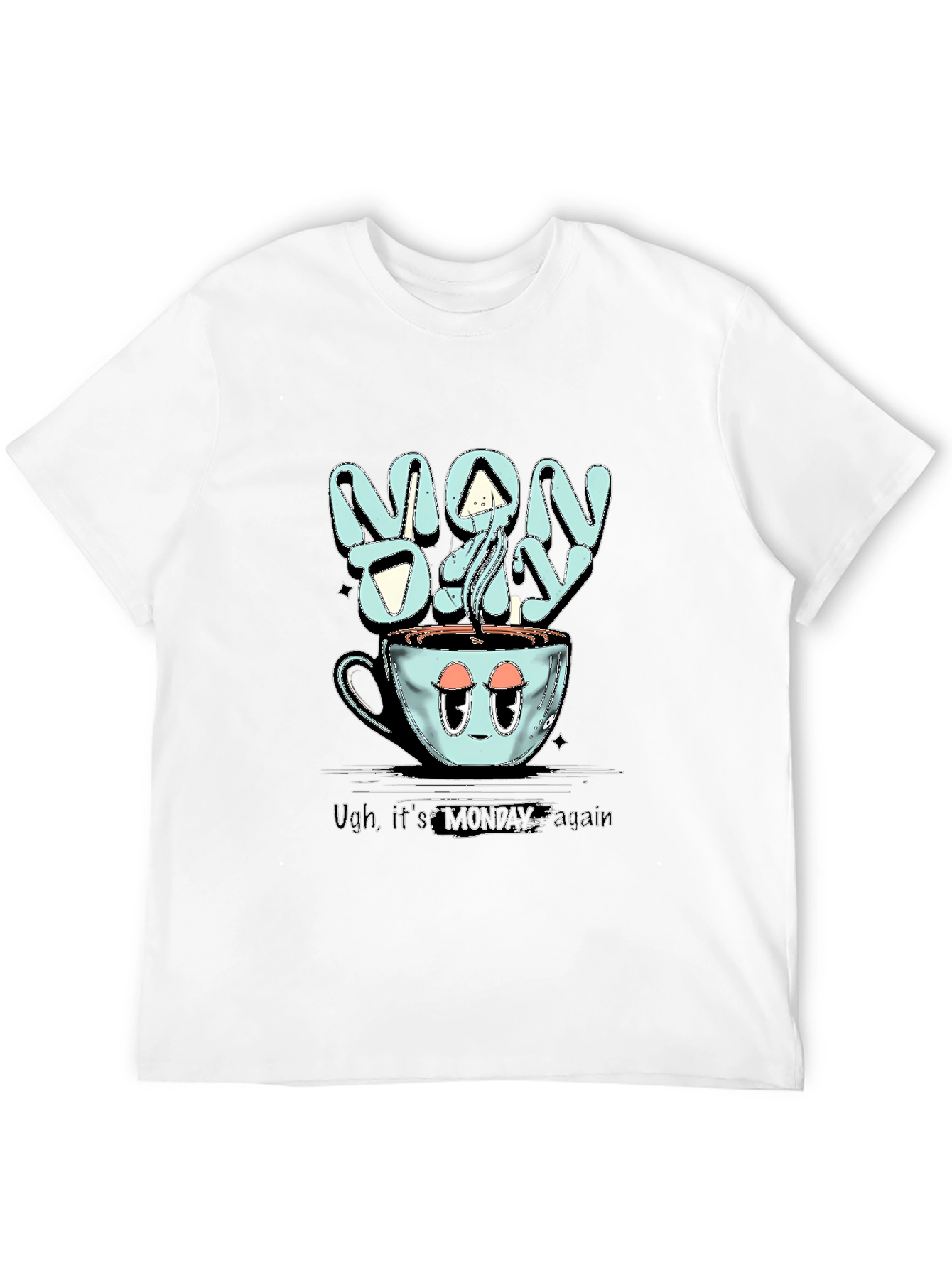 Monday Coffee T-Shirt - Humorous Stylish Black Cotton