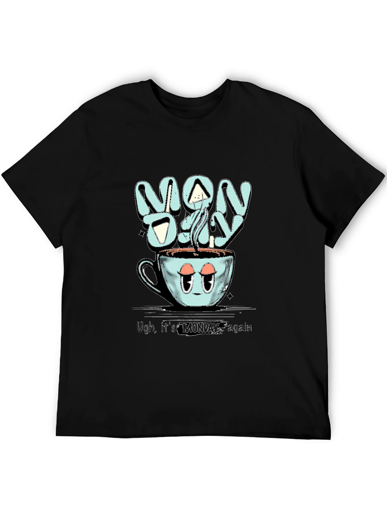 Monday Coffee T-Shirt - Humorous Stylish Black Cotton