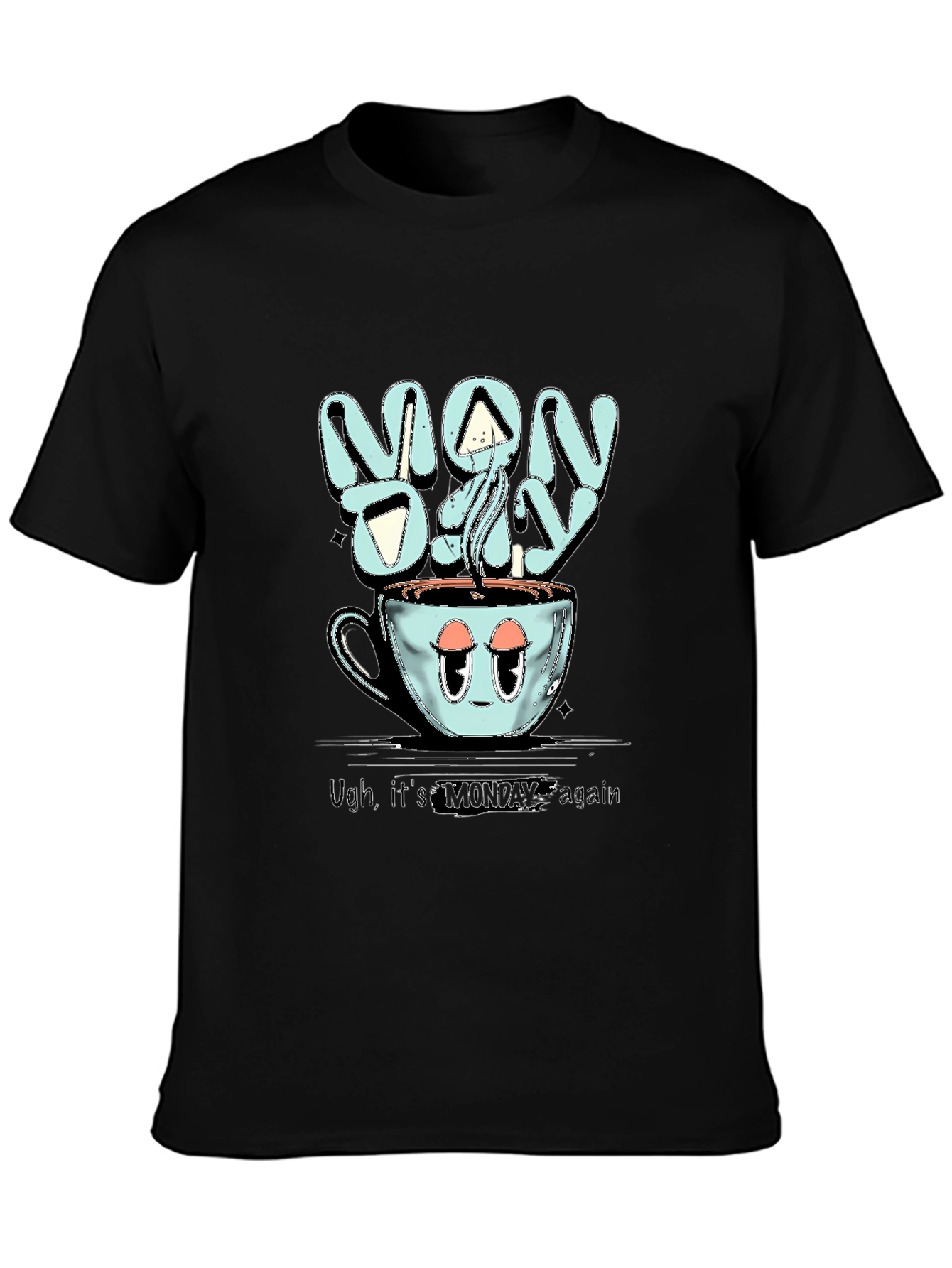 Monday Coffee T-Shirt - Humorous Stylish Black Cotton