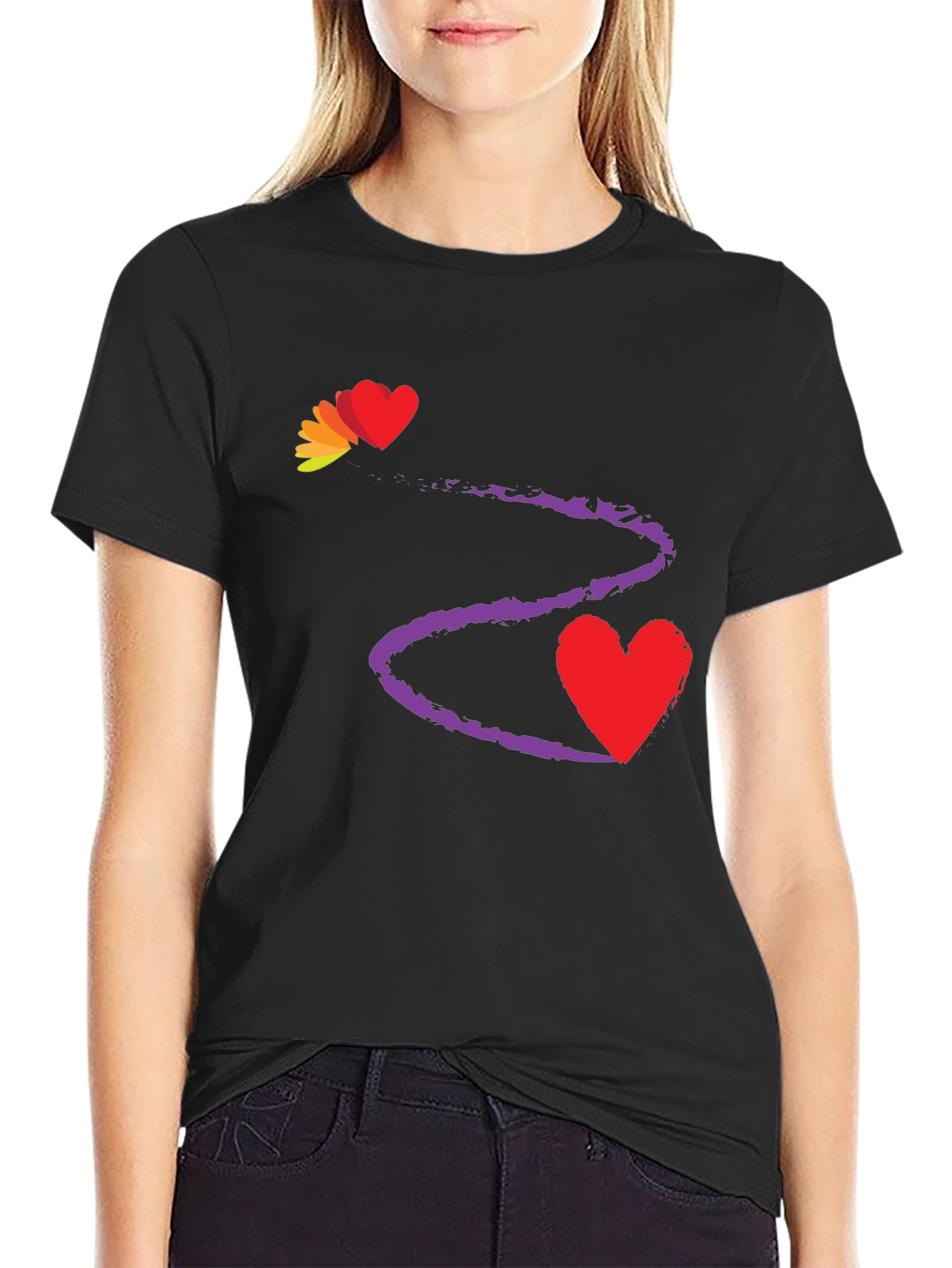 Heart Trail Black T-Shirt