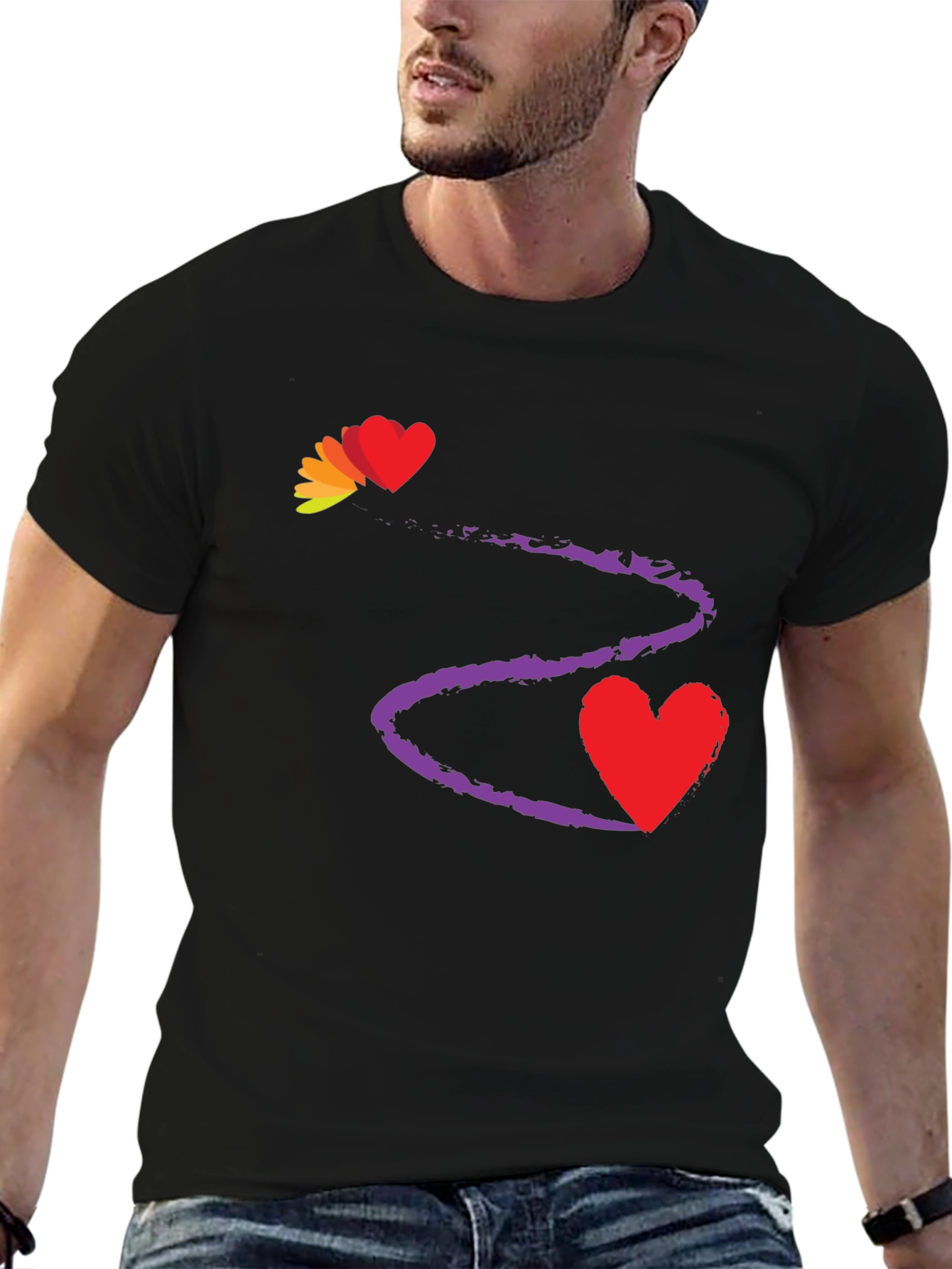 Heart Trail Black T-Shirt