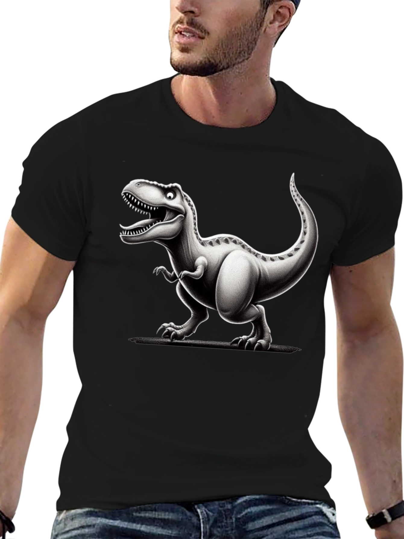 Cartoon Dinosaur Graphic T-Shirt