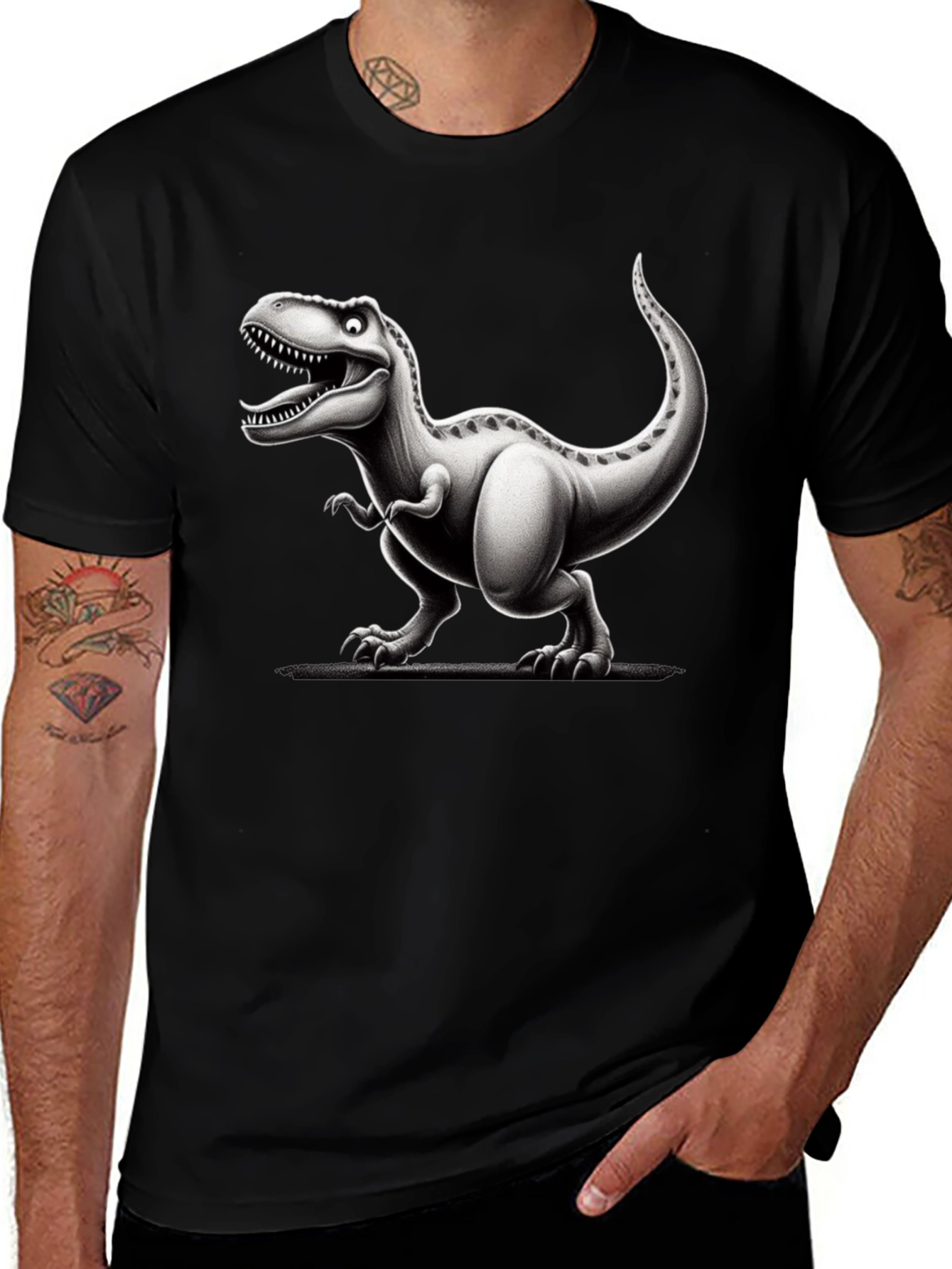 Cartoon Dinosaur Graphic T-Shirt